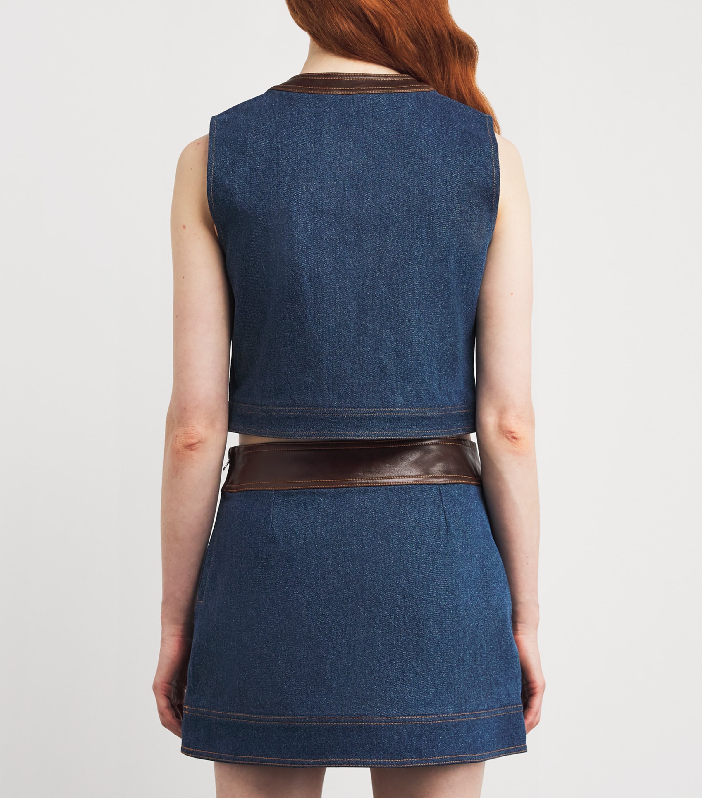 Cropped Denim Waistcoat DARK BLUE Image 4