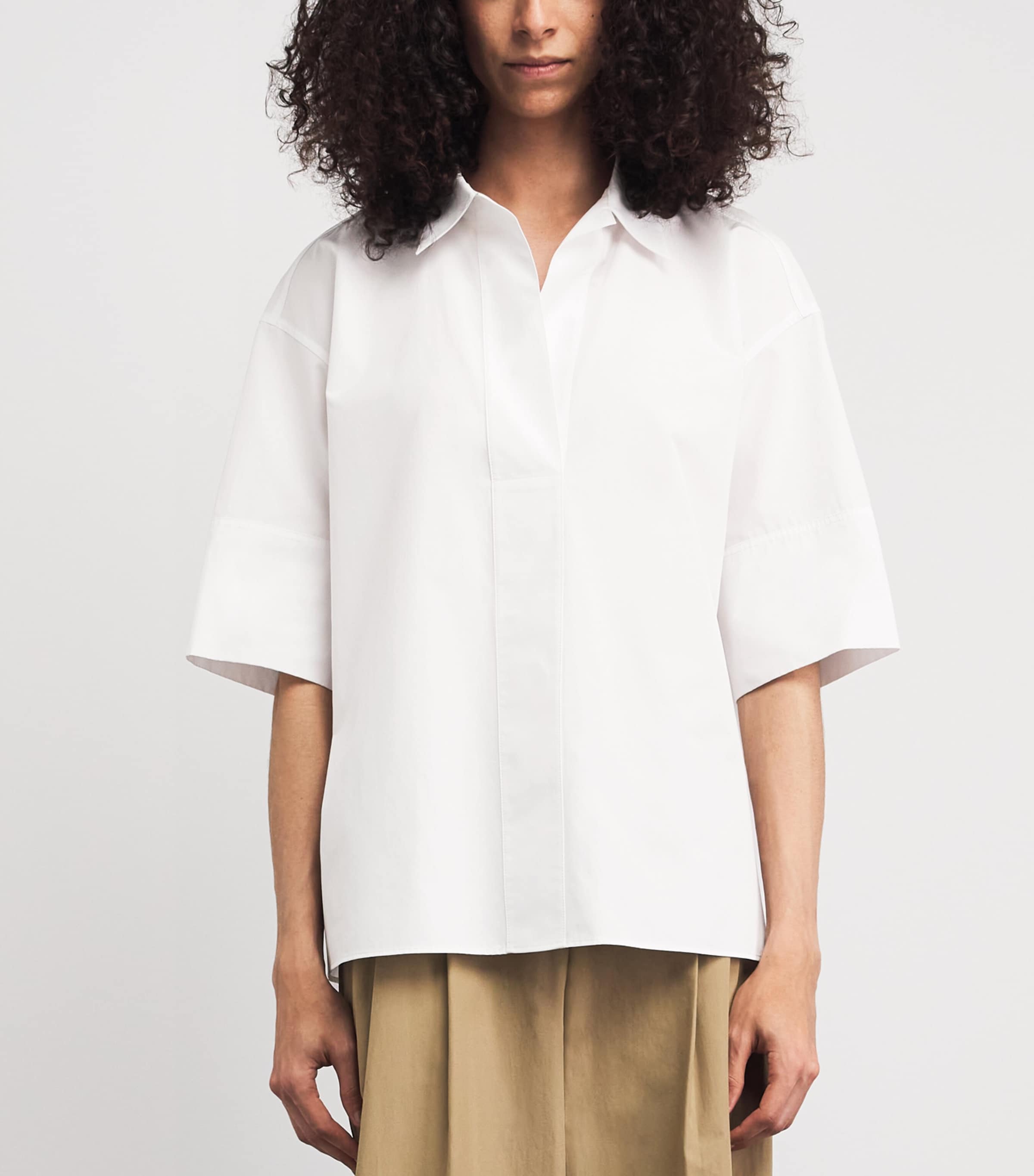 Lafayette 148 Womens Organic Cotton Swing Shirt White White Image 4