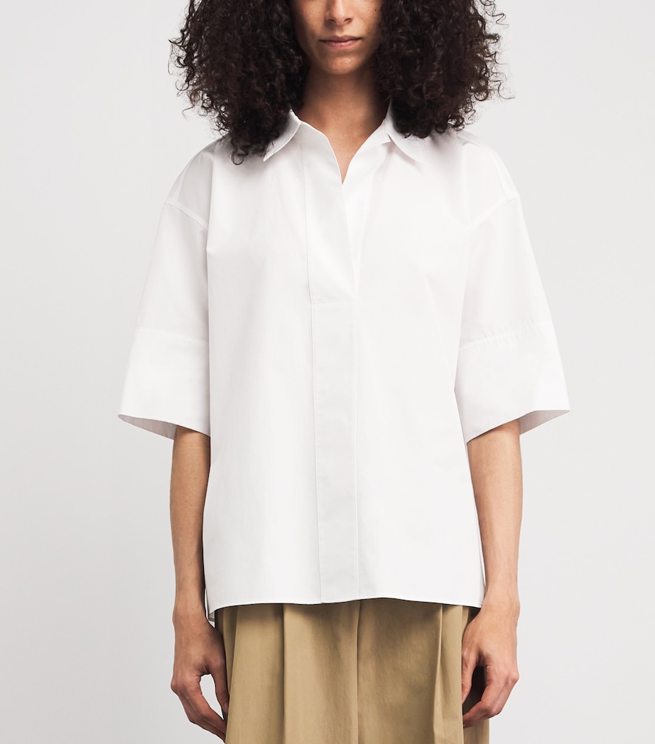 Lafayette 148 Womens Organic Cotton Swing Shirt White White Image 4