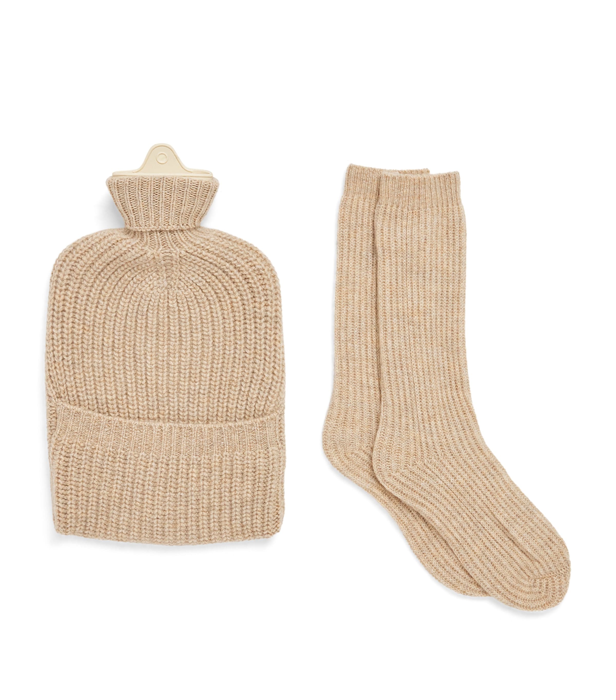 Johnstons Of Elgin Cashmere Hot Water Bottle And Socks Gift Set In Black