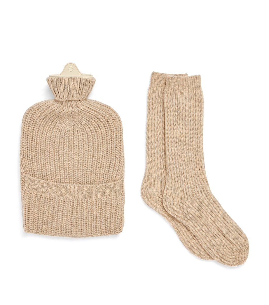 Cashmere Hot Water Bottle and Socks Gift Set HB0210 OATMEAL Image 1