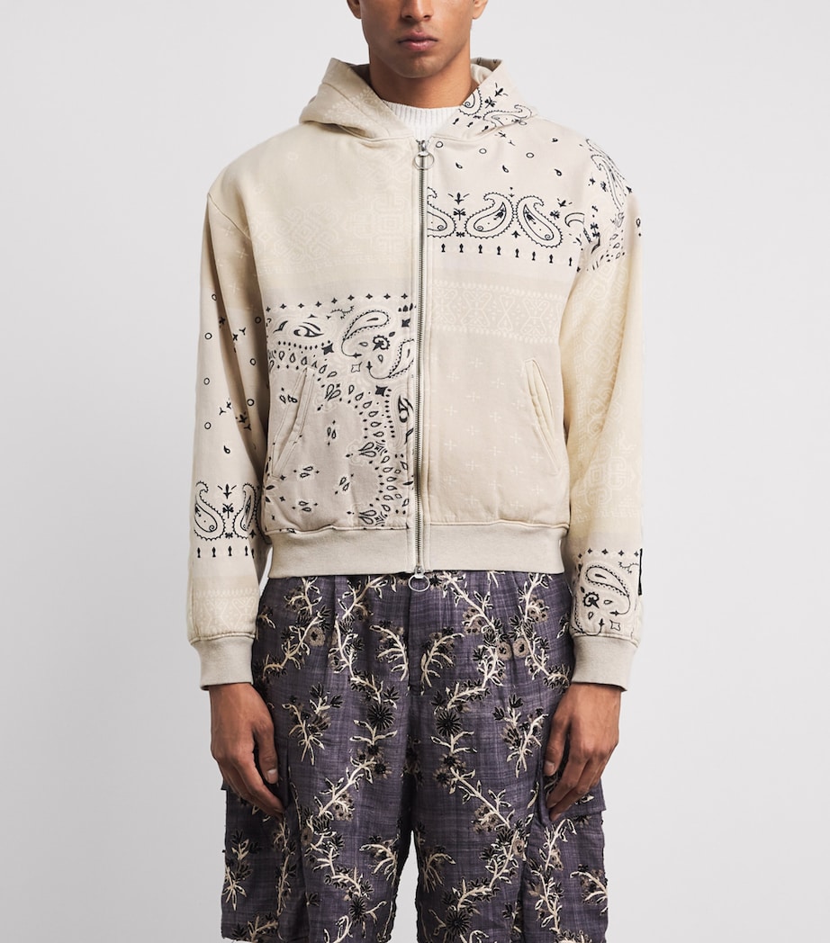 Kapital Mens Cotton Quilted Bandana Hoodie Ecru Image 4
