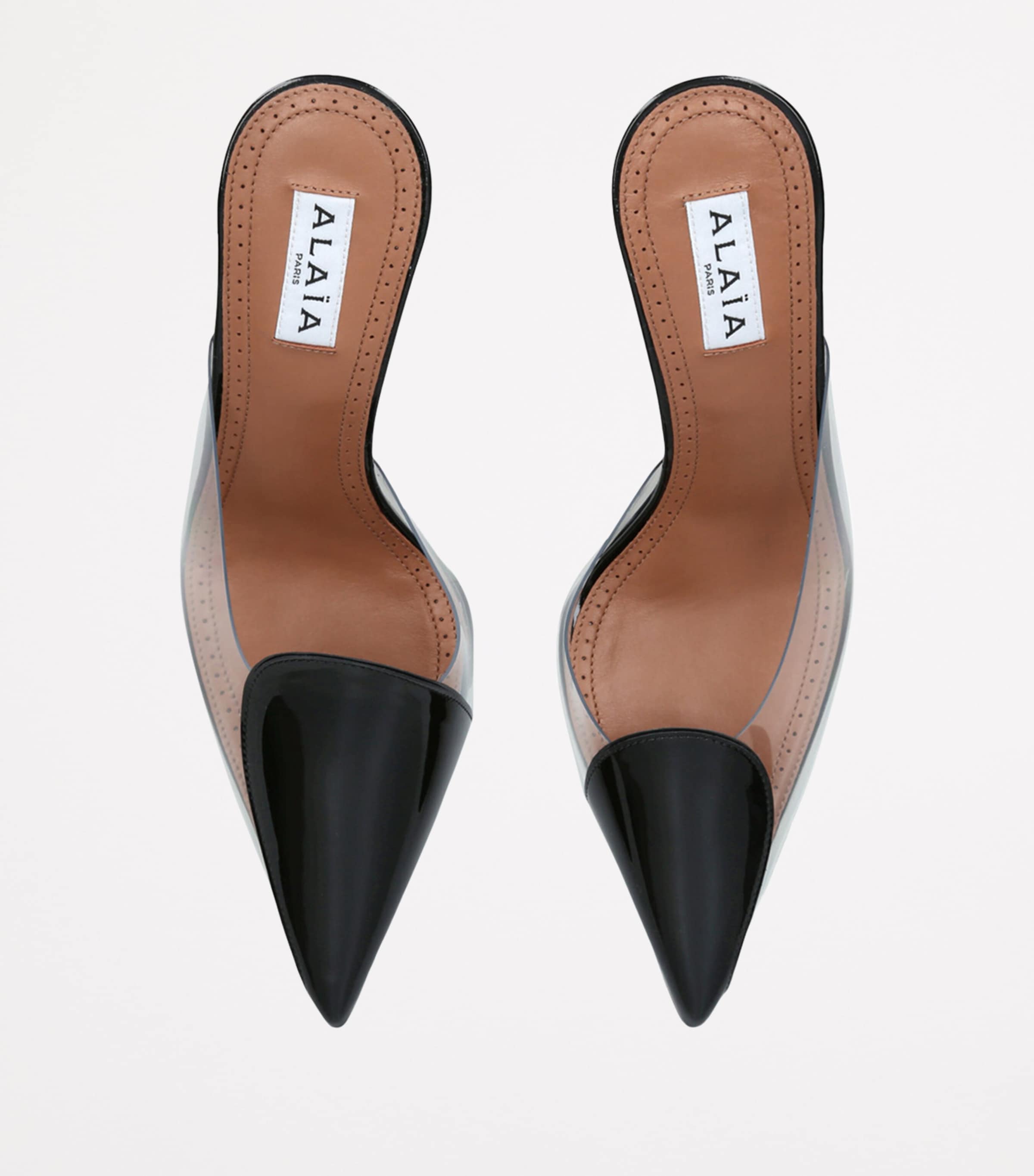 ALAIA☆関税込☆Le Coeur Abstrait 90 パテントレザー ミュール Le Cœur Abstrait 90 patent leather mules in pink - Alaia