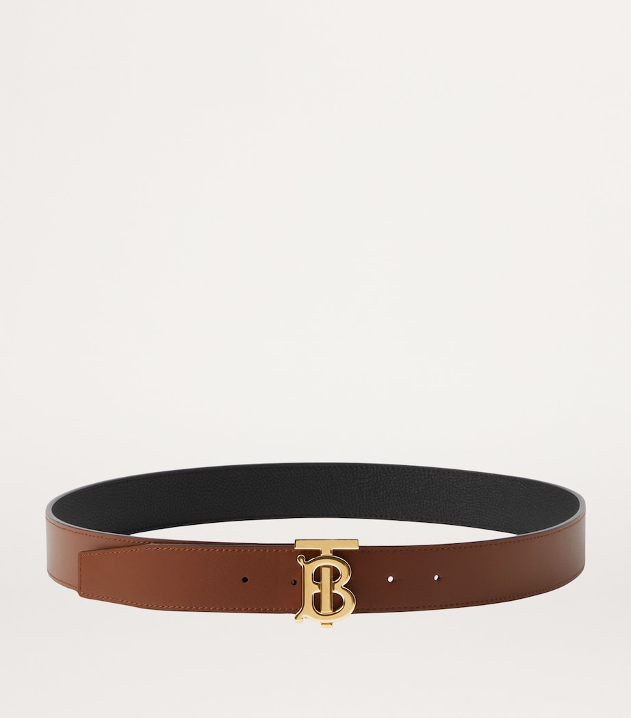 Leather Reversible TB Belt BLACK/ TAN/ LT GOLD Image 5