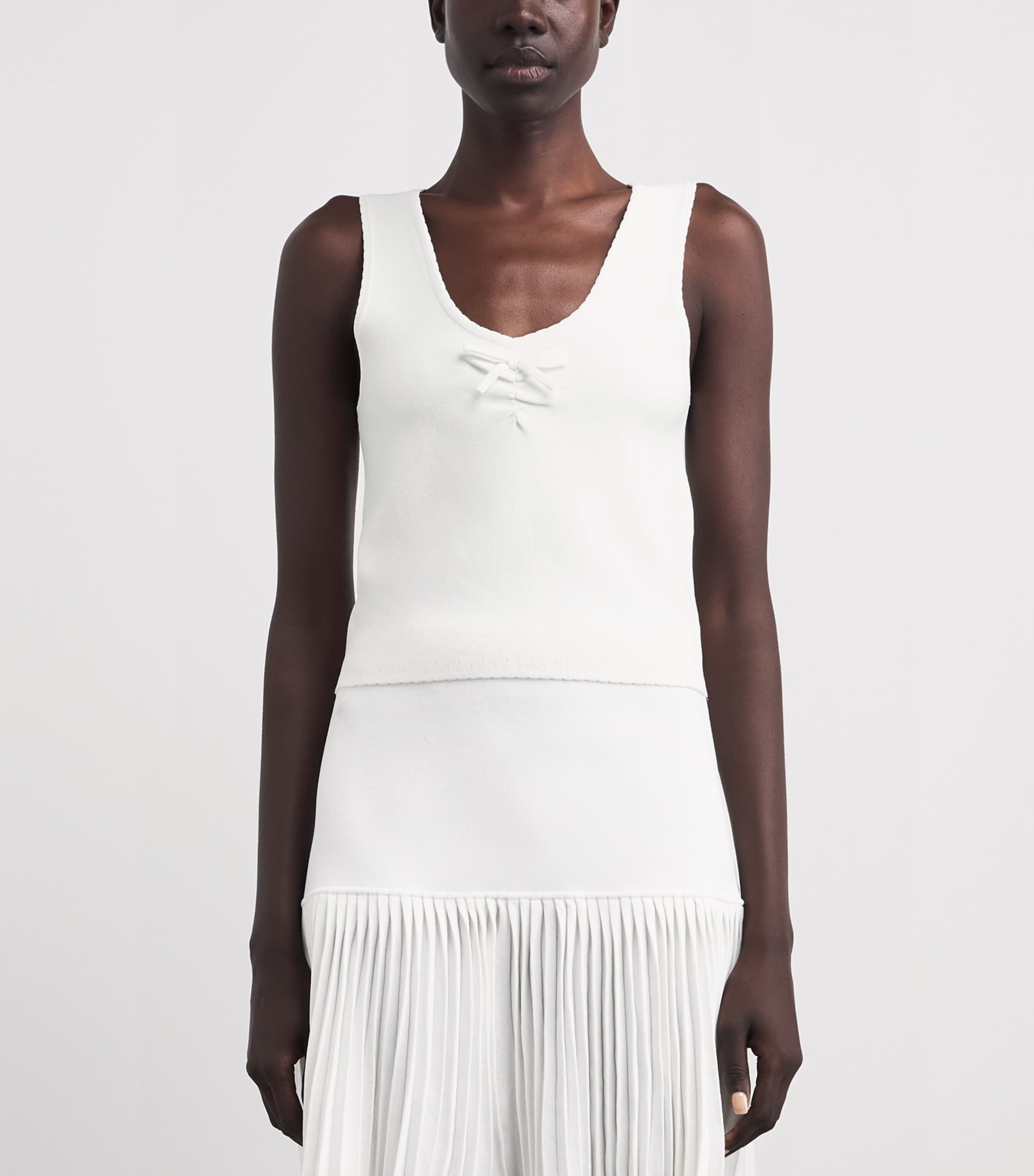 Claudie Pierlot Womens Bow-Detail Knit Tank Top Ecru Image 4