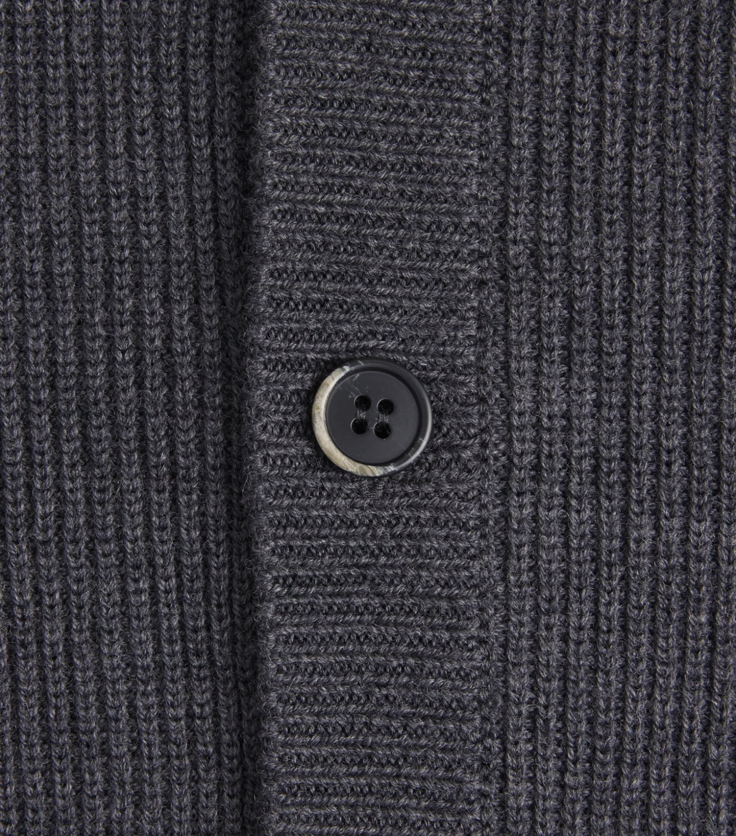 Barena Mens Virgin Wool Ribbed Cardigan Grigio Image 6
