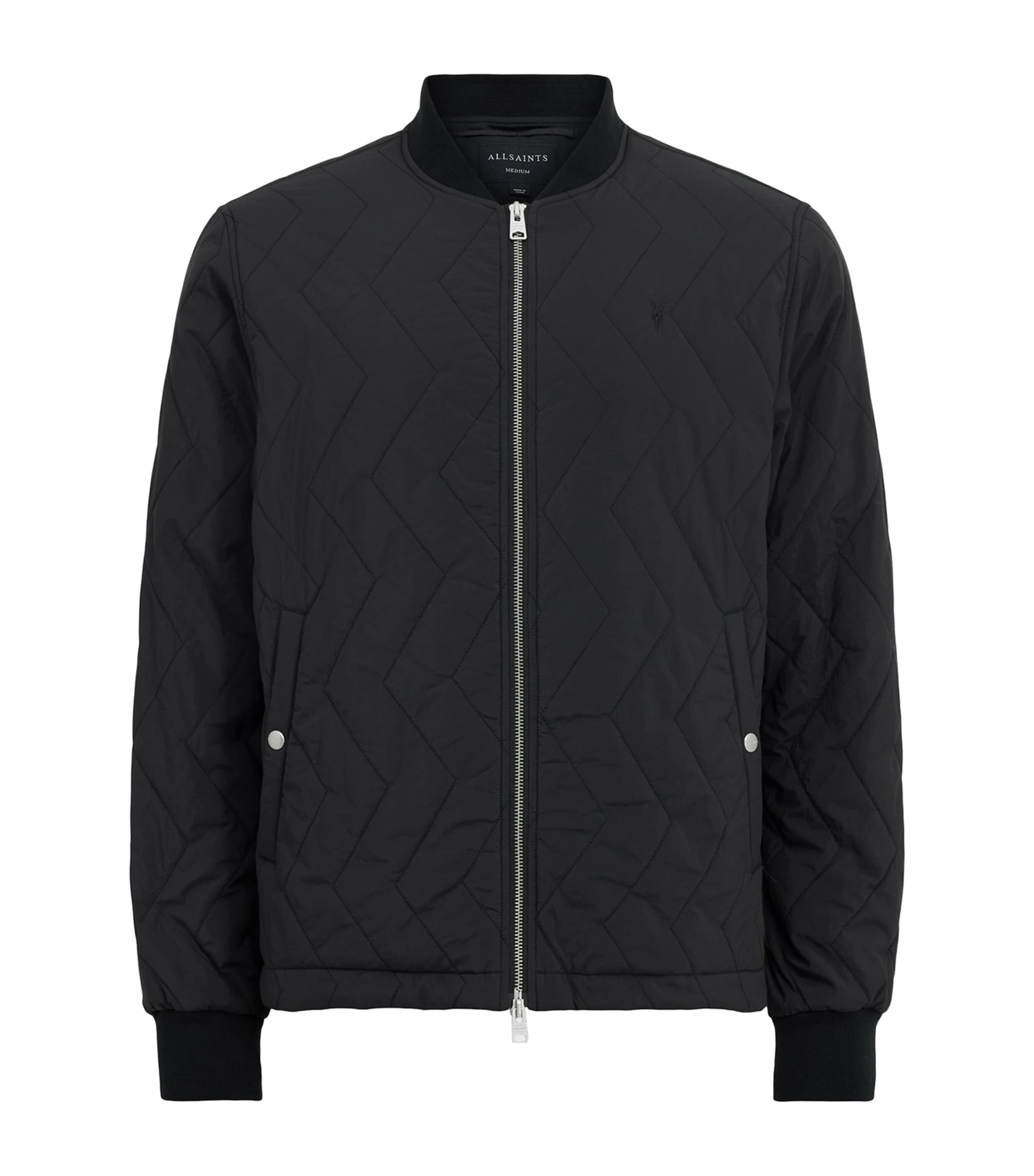 Allsaints Stretch-cotton Bomber Jacket In Schwarz