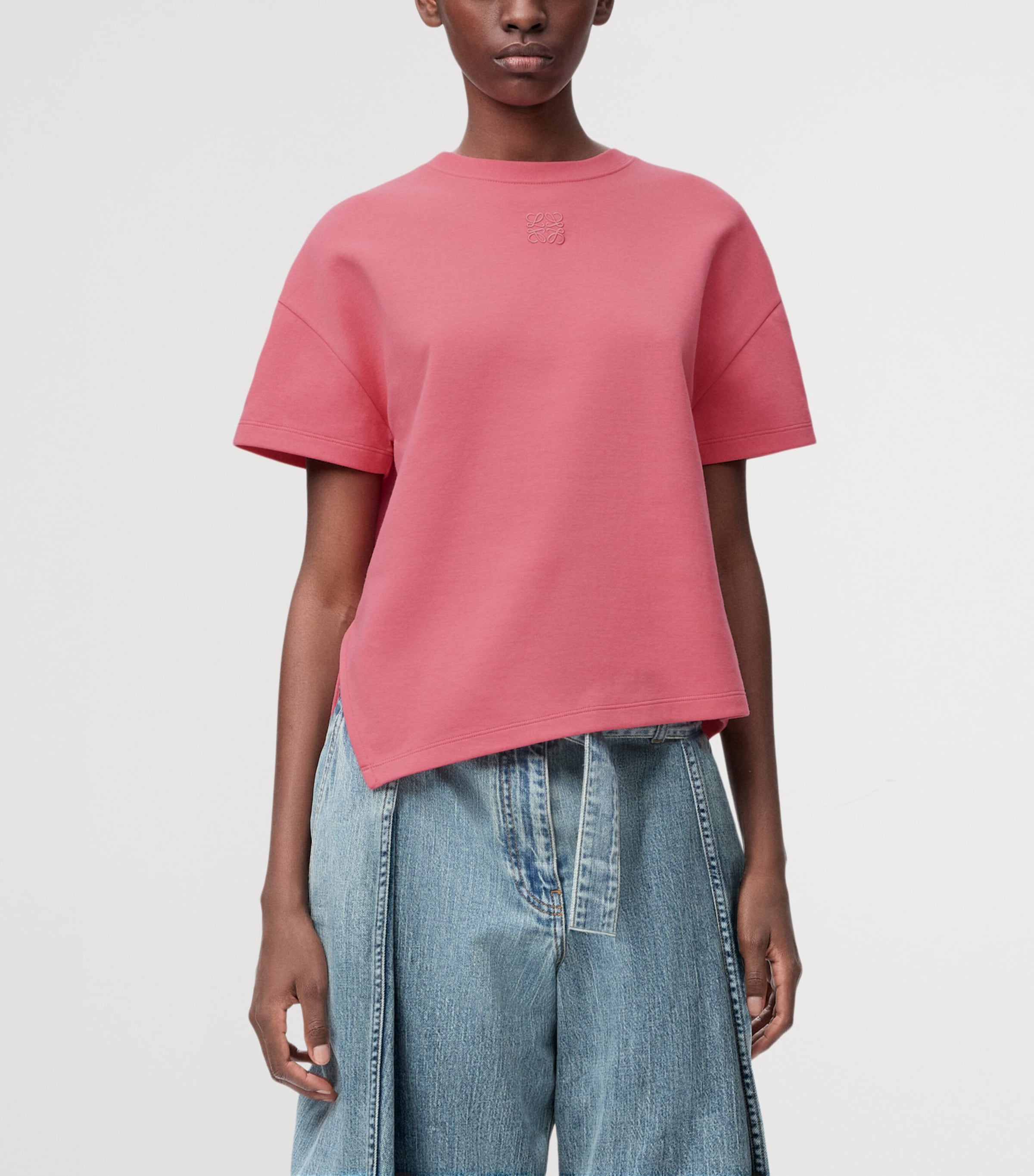 LOEWE Womens Asymmetric T-Shirt Bright Pink Image 3