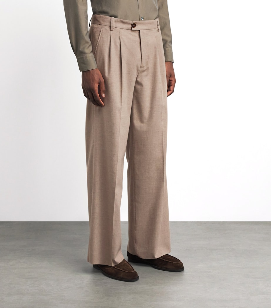 Alan Scott Mens Cashmere Wide-Leg Trousers Natural Image 4