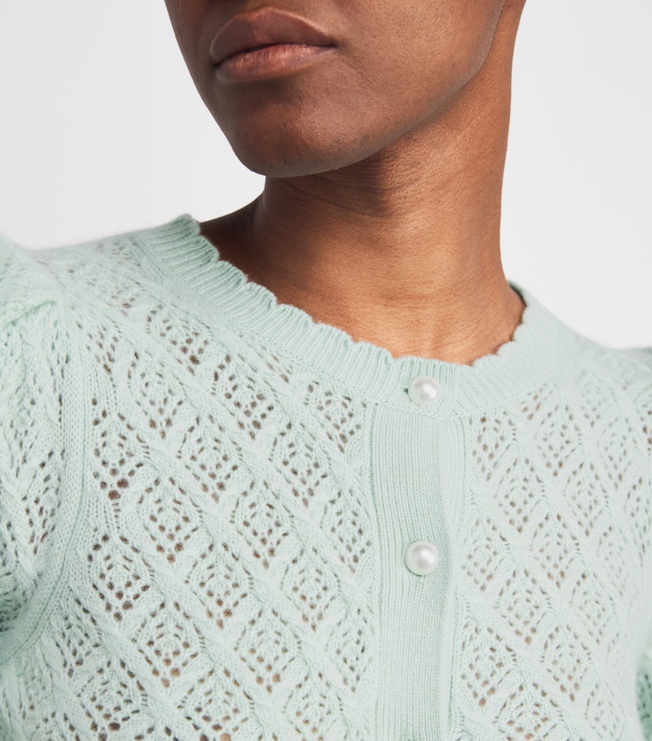 Cashmere Puff-Sleeve Doris Cardigan D334 GREEN TEA Image 6