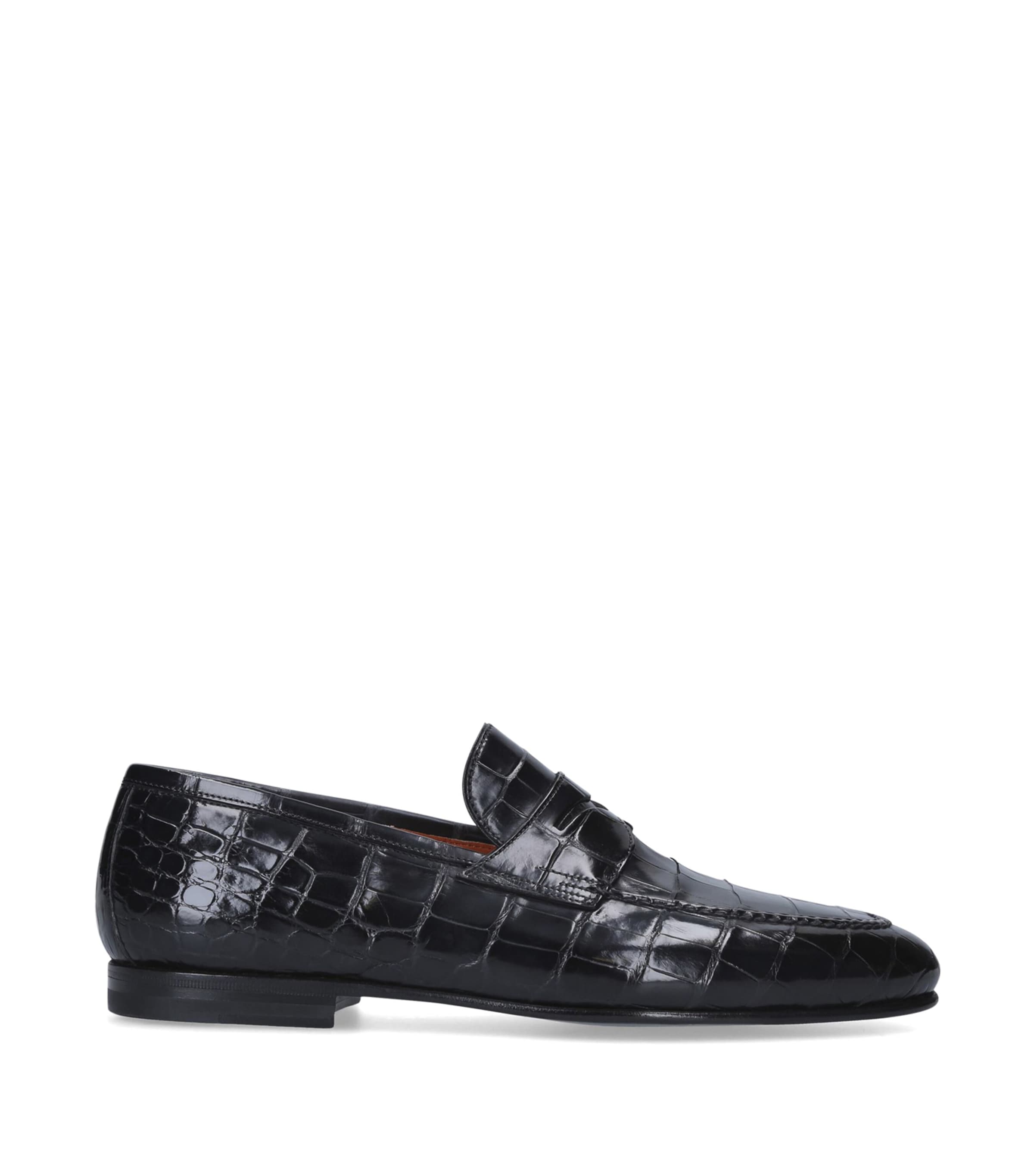 Crocodile Penny Loafers BLACK Image 3