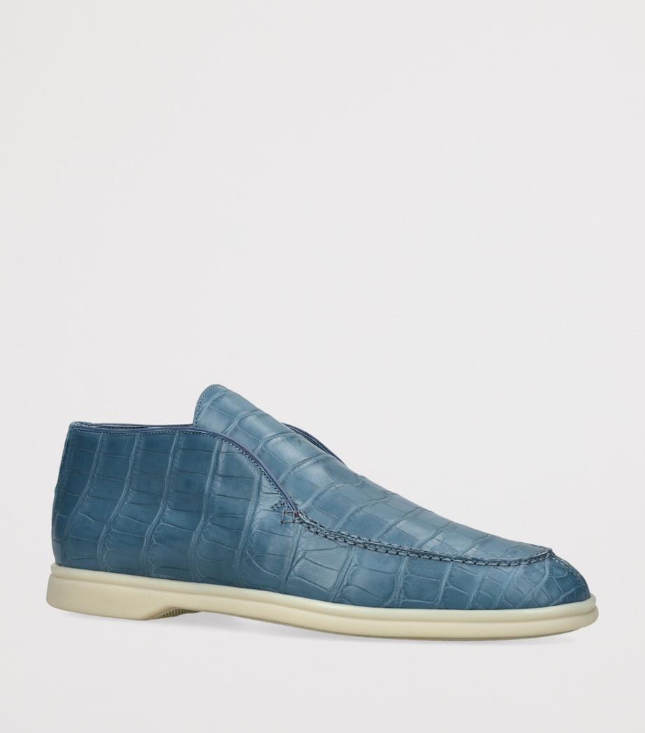 Alligator Skin Ankle Boots BLUE Image 3