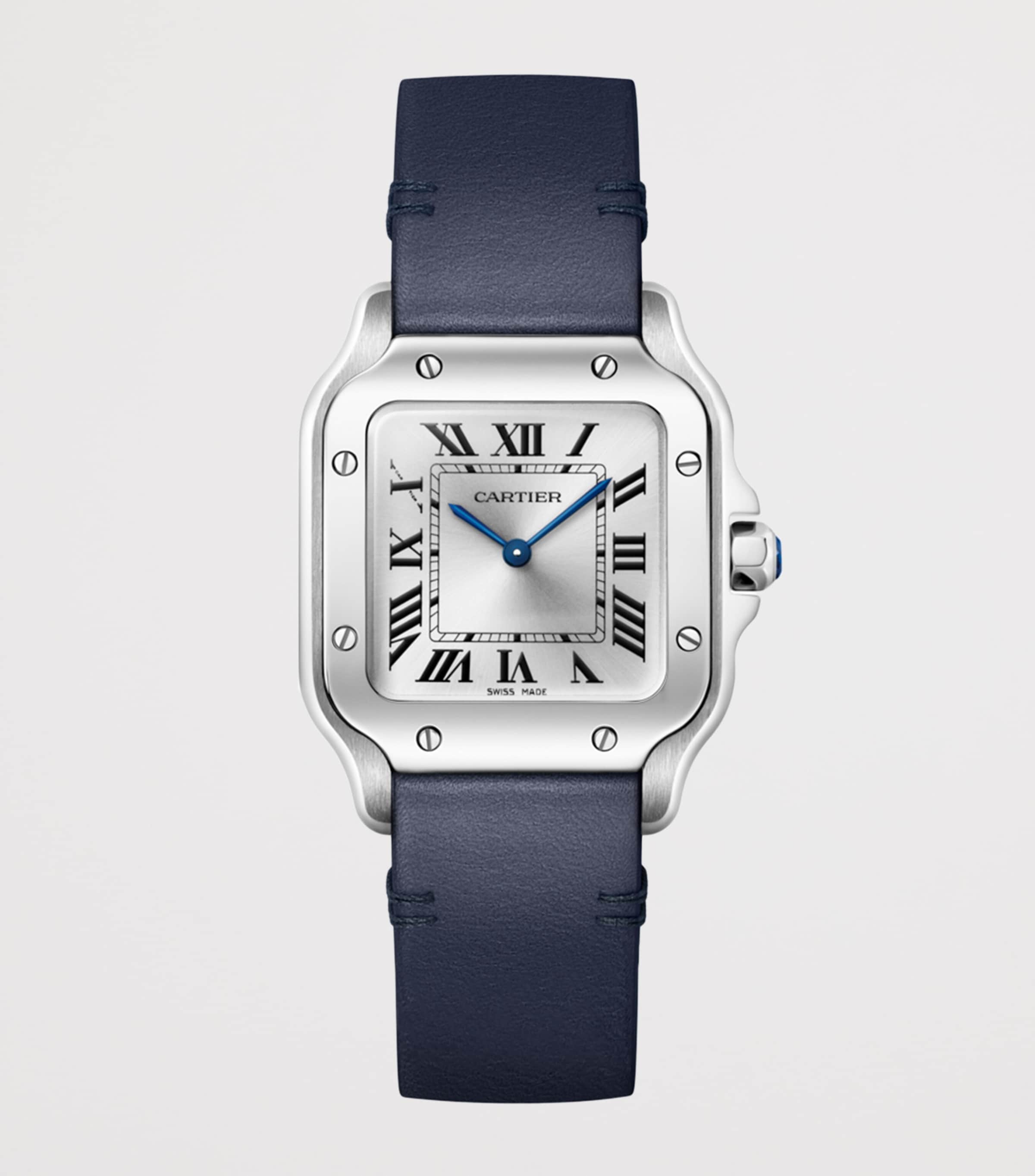 Small Steel Santos de Cartier Watch 34.5mm DARK BLUE Image 3