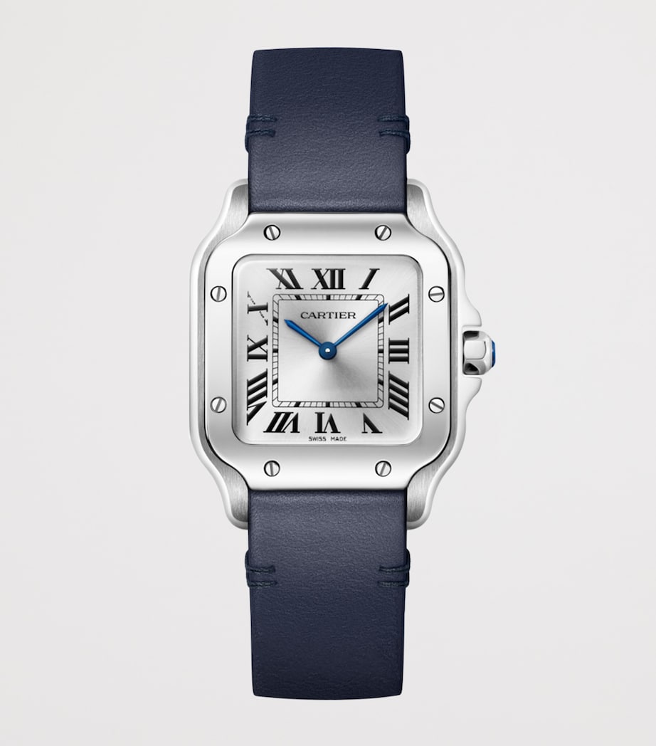 Small Steel Santos de Cartier Watch 34.5mm DARK BLUE Image 3