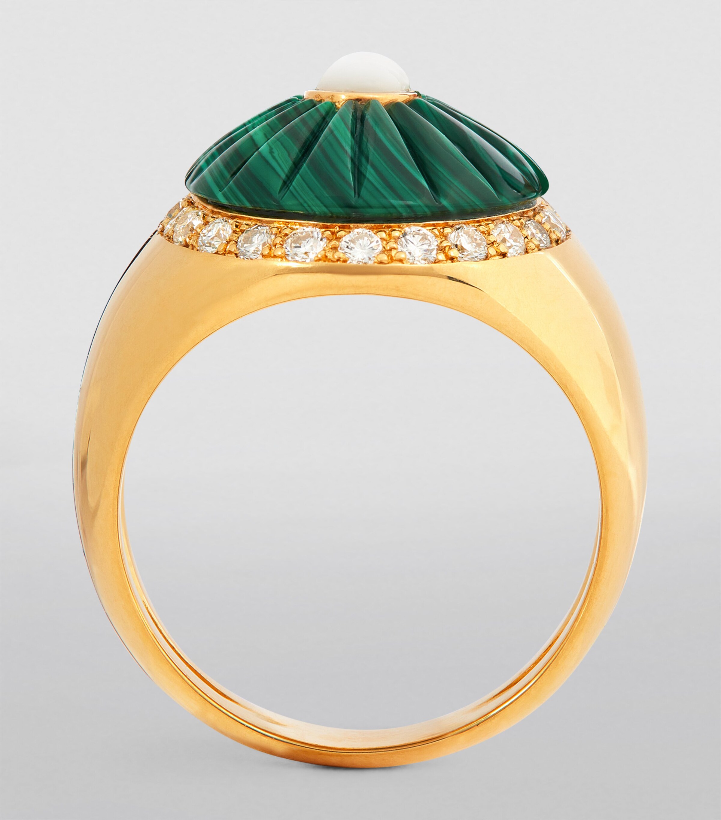 L'ATELIER NAWBAR Yellow Gold, Diamond and Malachite Bond Street Pinky Ring Yellow Gold Image 2