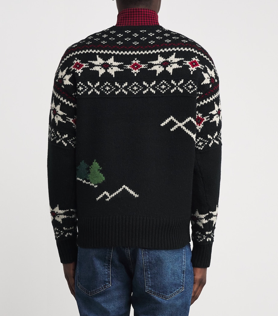 Wool Fair Isle Skier Sweater BLACK Image 4
