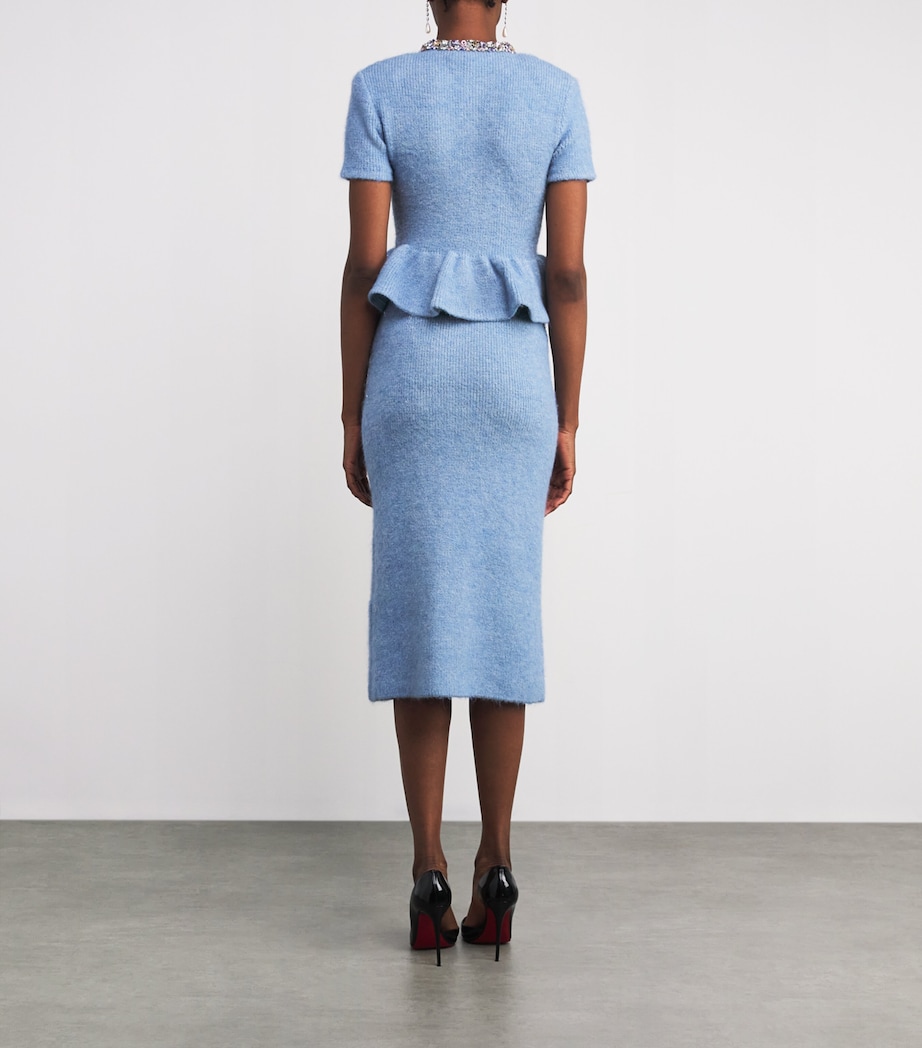 Knitted Peplum Midi Dress BLUE Image 3