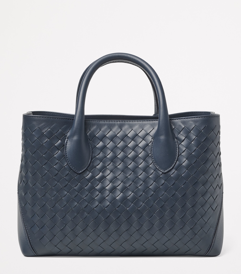 Aspinal Of London Midi Woven Leather London Tote Bag Navy Image 4