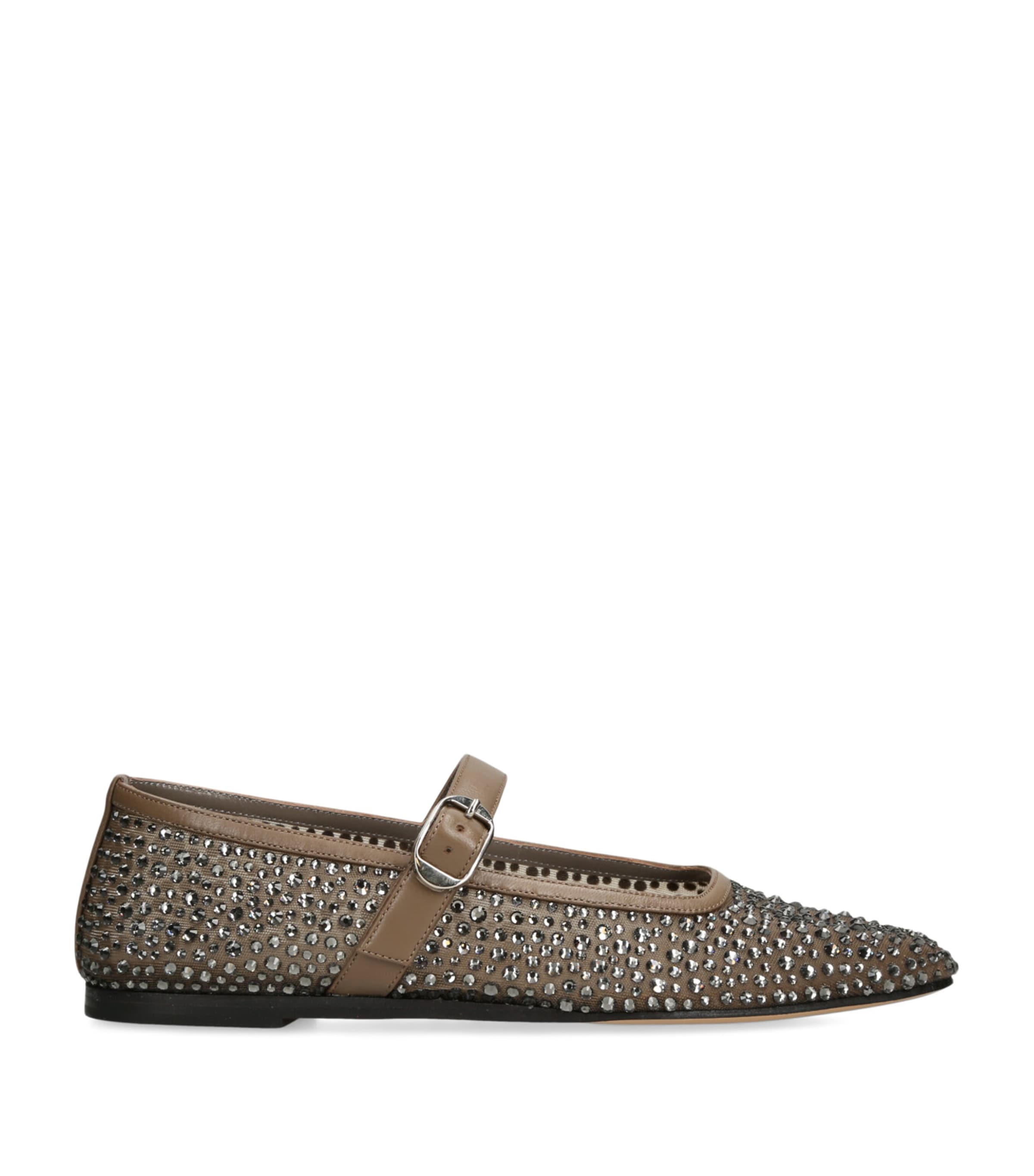 Le Monde Beryl Crystal-embellished Mary Jane Flats In Brown