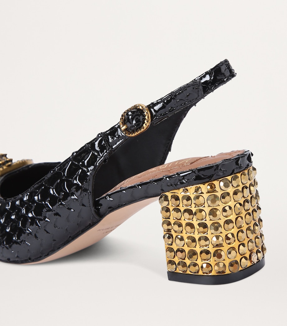 Snake-Effect Chelsea Slingback Pumps BLACK Image 2