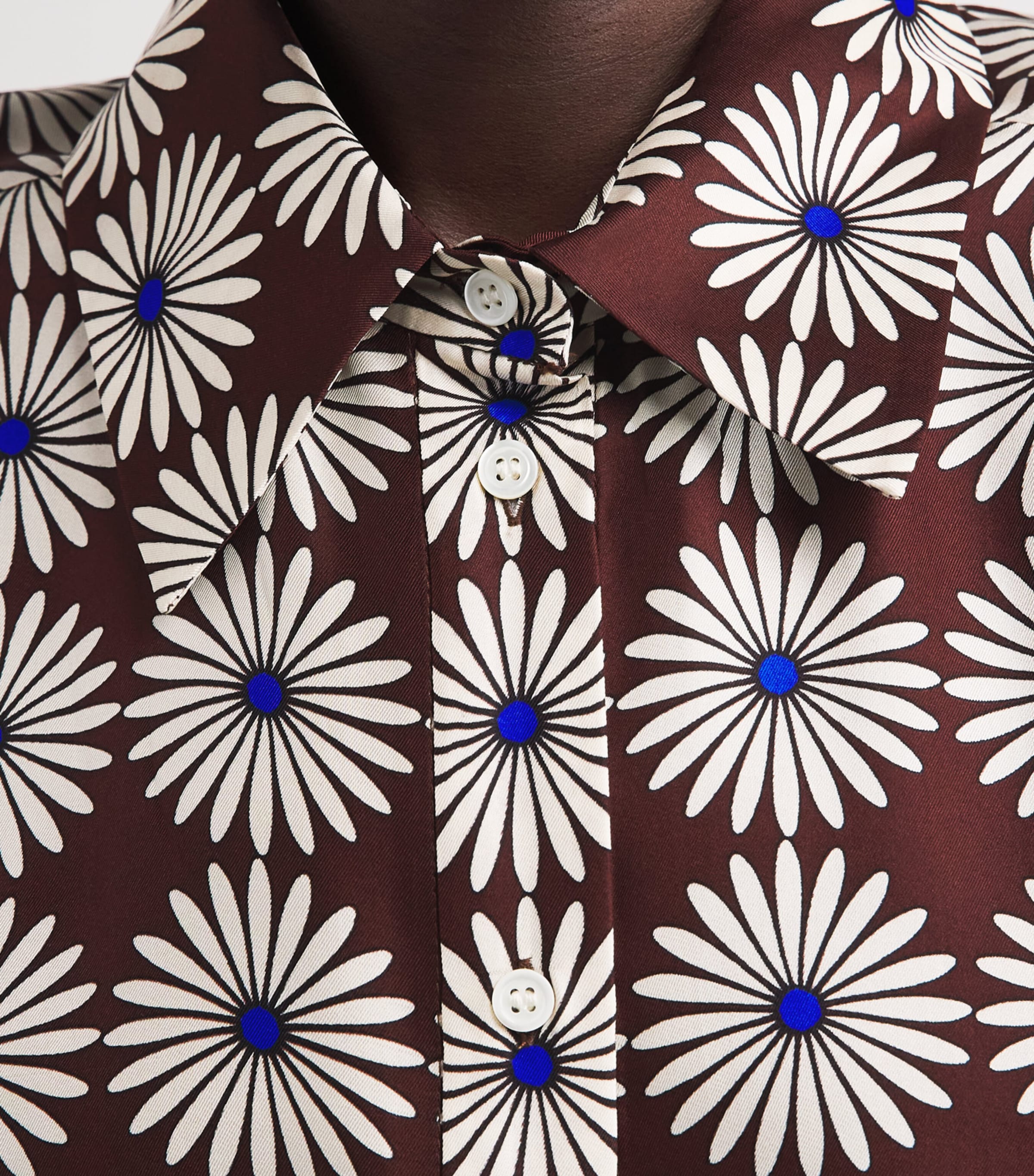 Sandro Paris Womens Silk Floral Shirt Marron / Bleu Image 3