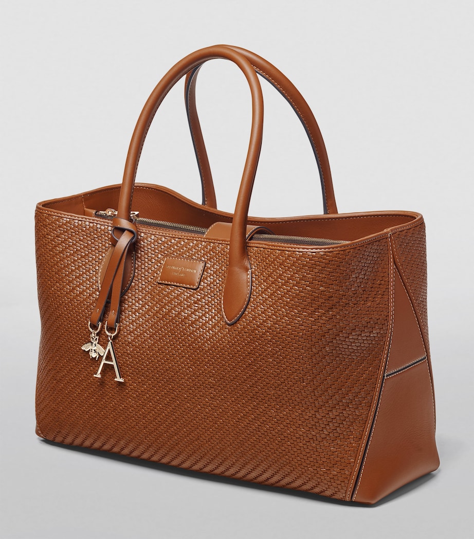 Woven Leather London Tote Bag TAN Image 2