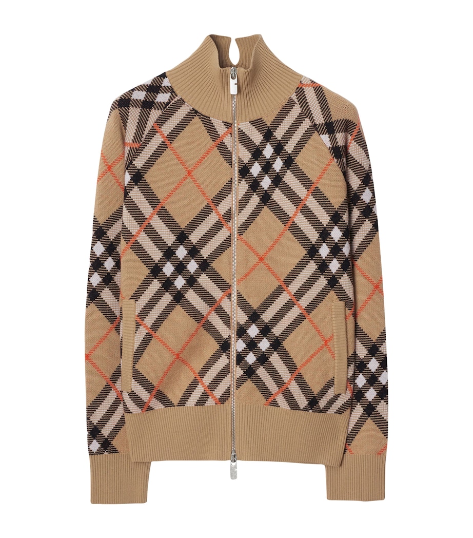 Wool-Blend Check Track Jacket SAND IP CHECK Image 1