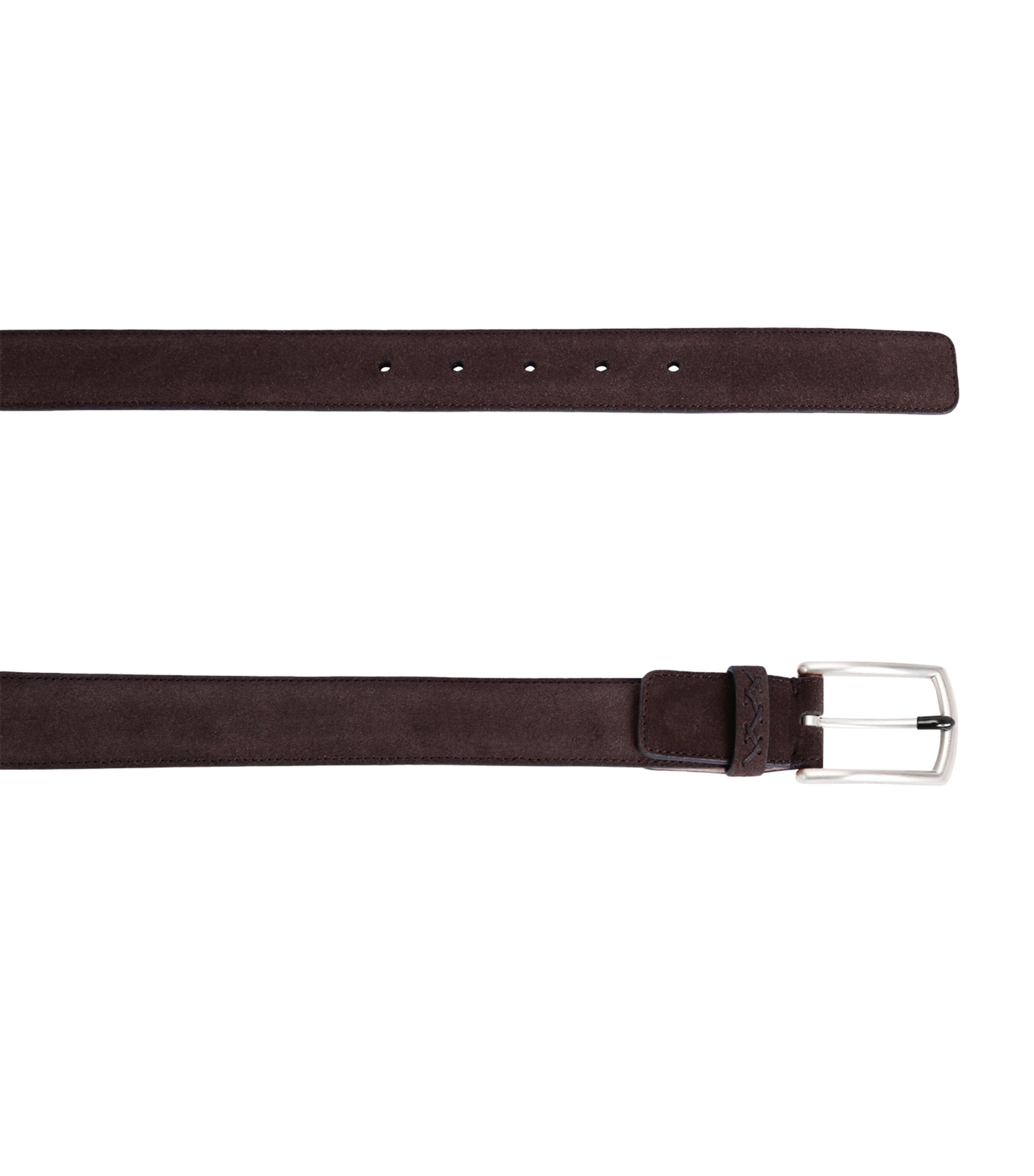 Zegna Suede Triple Stitch Belt Dark Brown Image 2