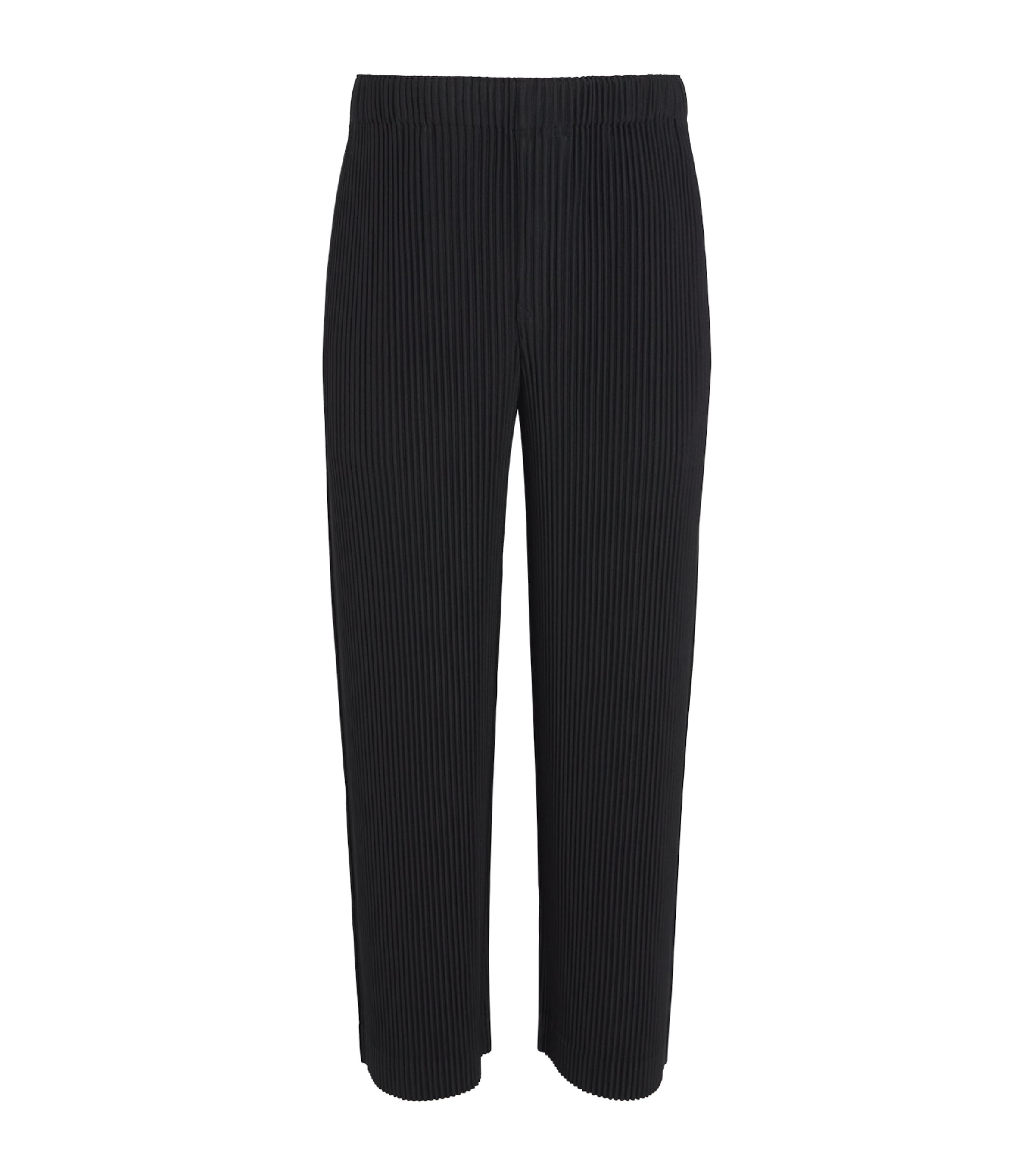 Pleated Straight Trousers 15-BLACK Image 1