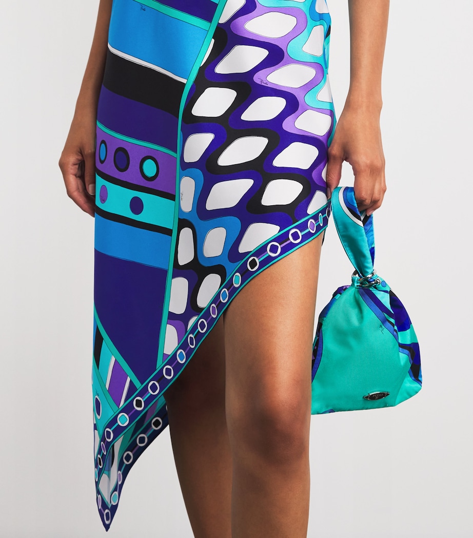 PUCCI Womens Silk One-Shoulder Vivara Midi Dress Turquoise Image 5