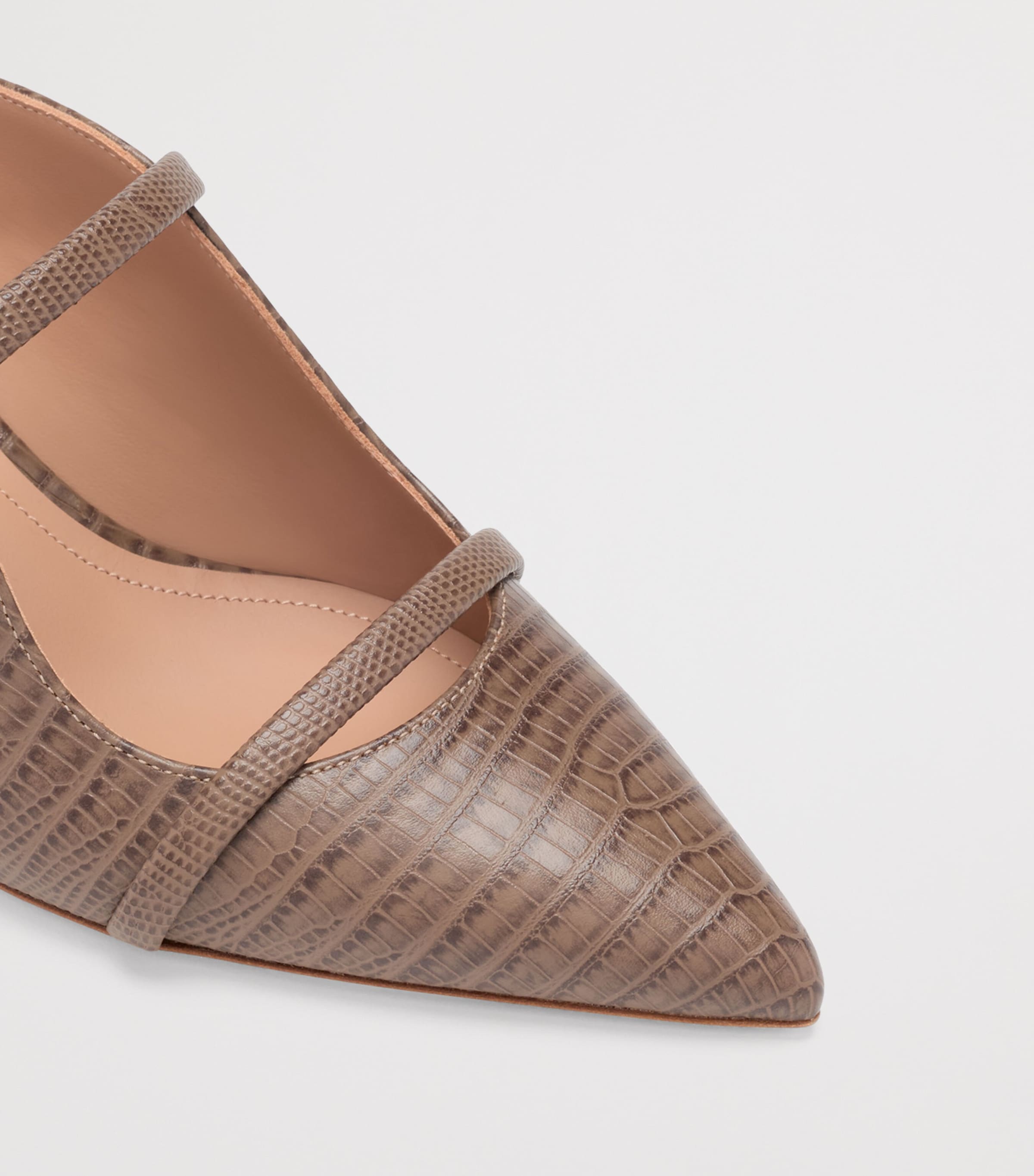 Malone Souliers Croc-Embossed Leather Maureen Heeled Mules 45 Taupe Image 5