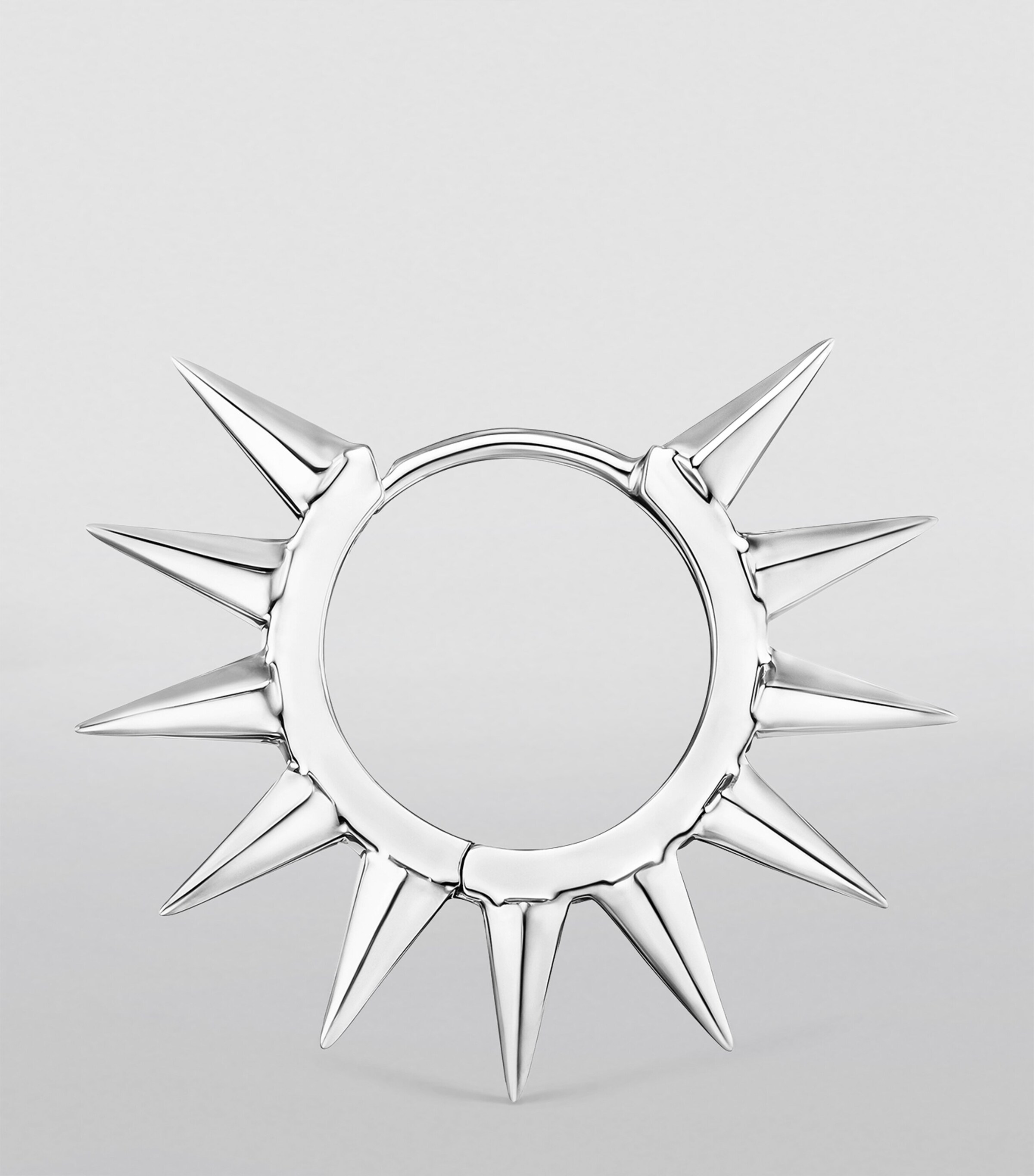 White Gold Metal Mohawk Hoop Earring (8mm) WHITE GOLD Image 2