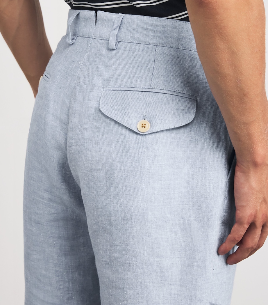Linen Fishtail Trousers BLUE Image 6