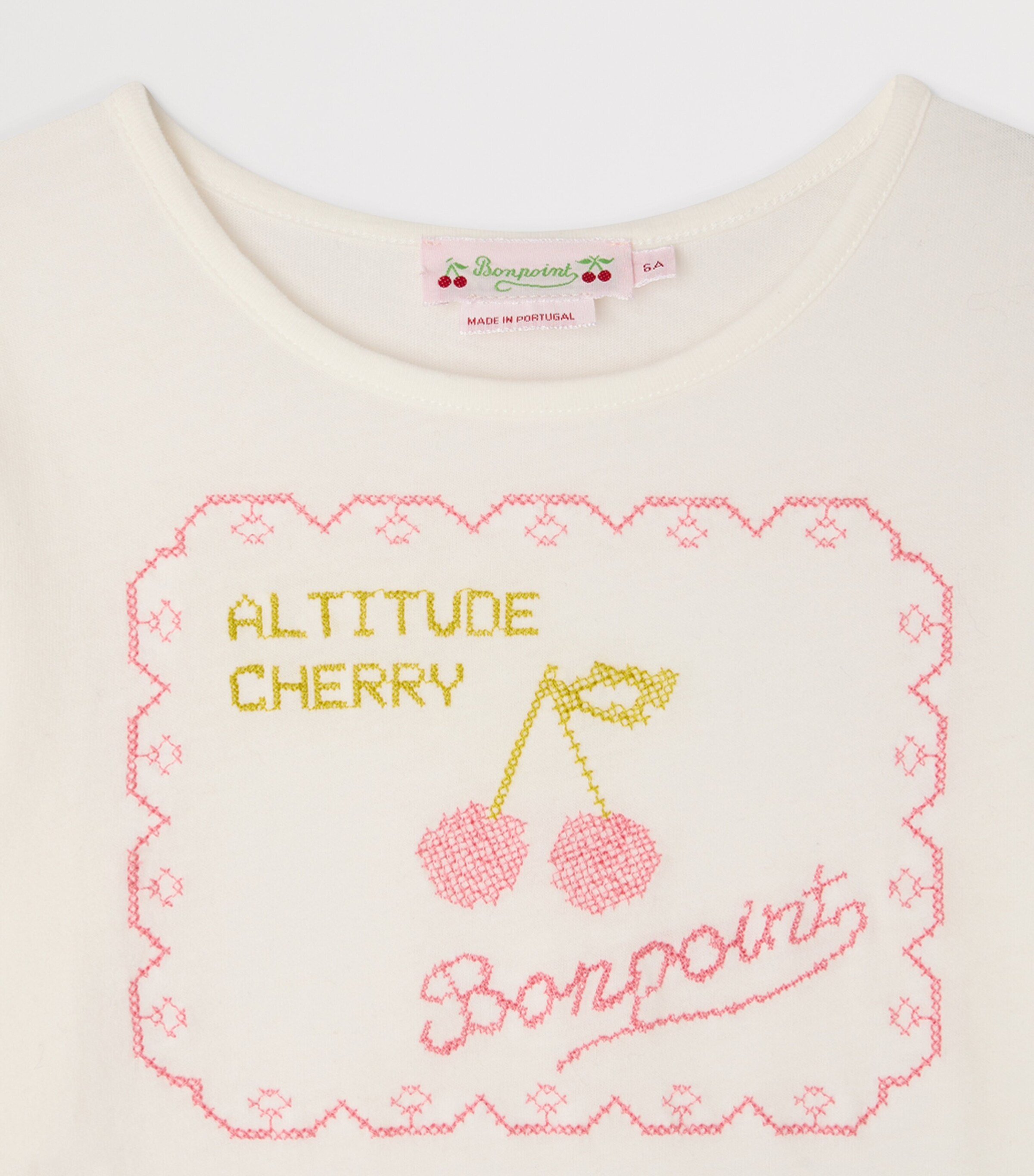 Bonpoint Cotton Embroidered Long-Sleeve T-Shirt (4-8 Years) Upb Blanc Lait Image 3