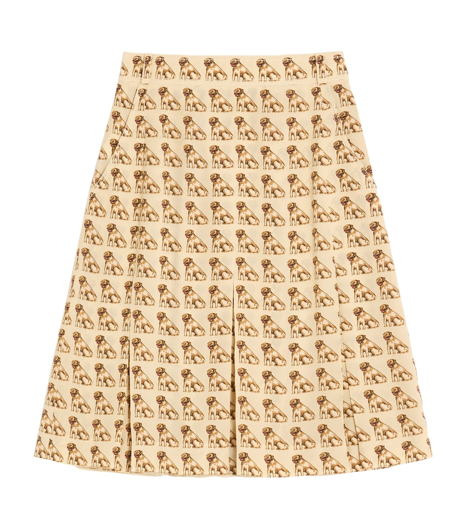 Silk Dog-Print Midi Skirt R0R Image 1