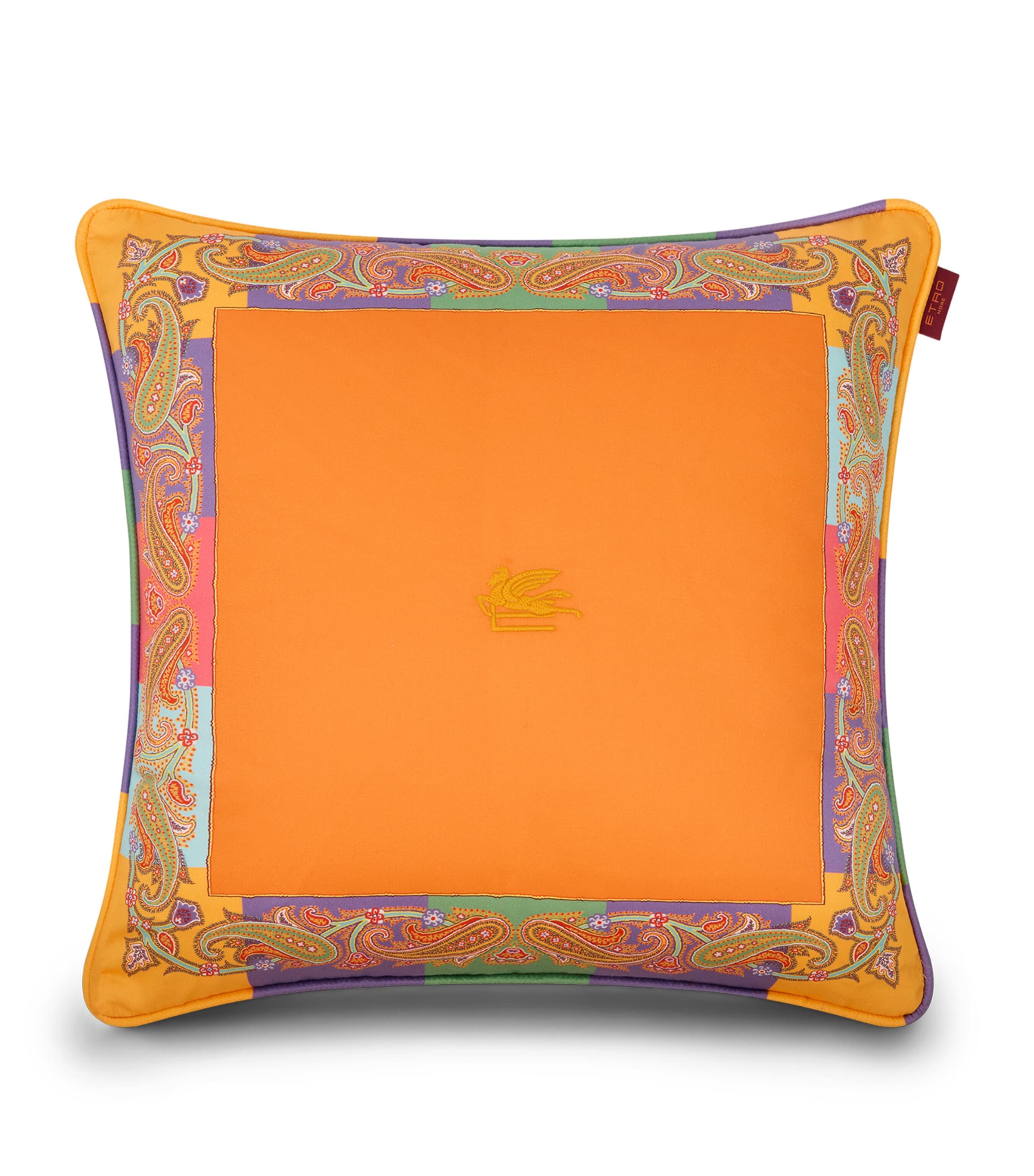 Etro Cotton Satin Yaara Cushion (45cm x 45cm) Print On Orange Base Image 2