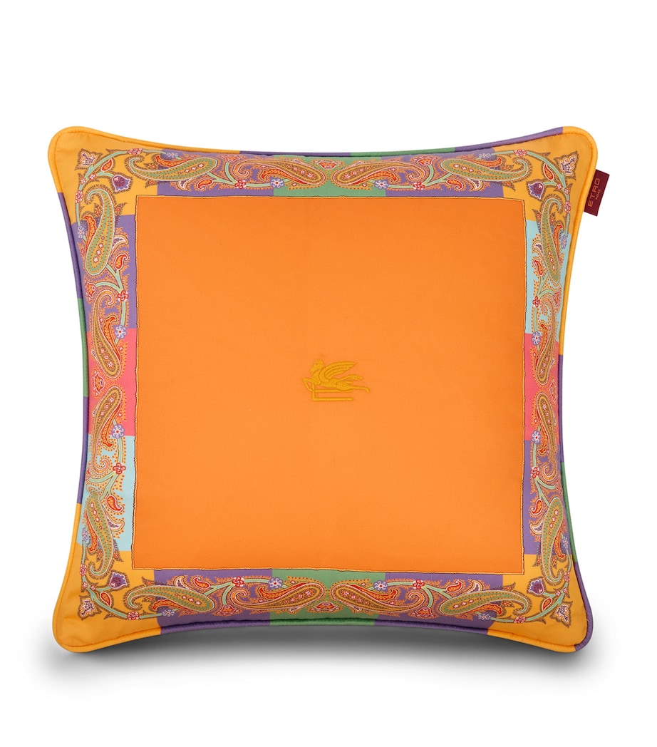 Etro Cotton Satin Yaara Cushion (45cm x 45cm) Print On Orange Base Image 2