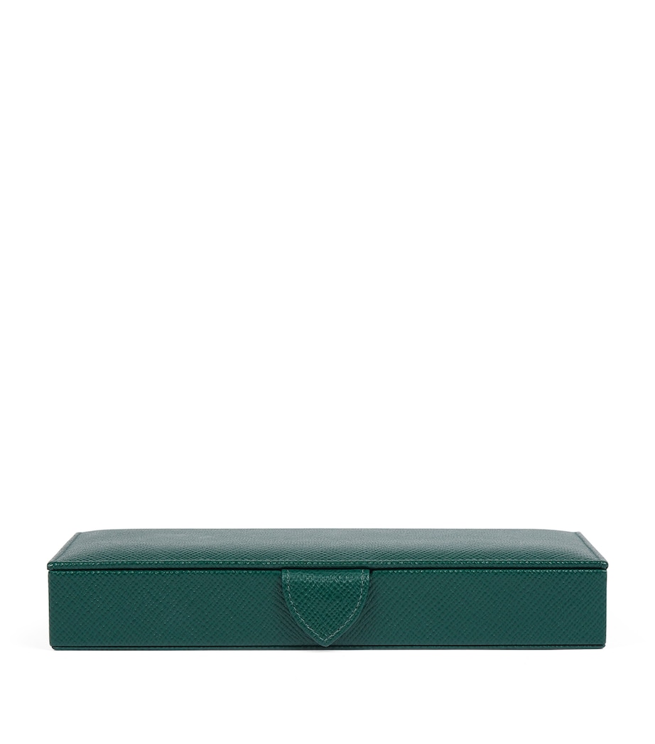 Smythson Leather Panama Cufflink Box Forest Green Image 1