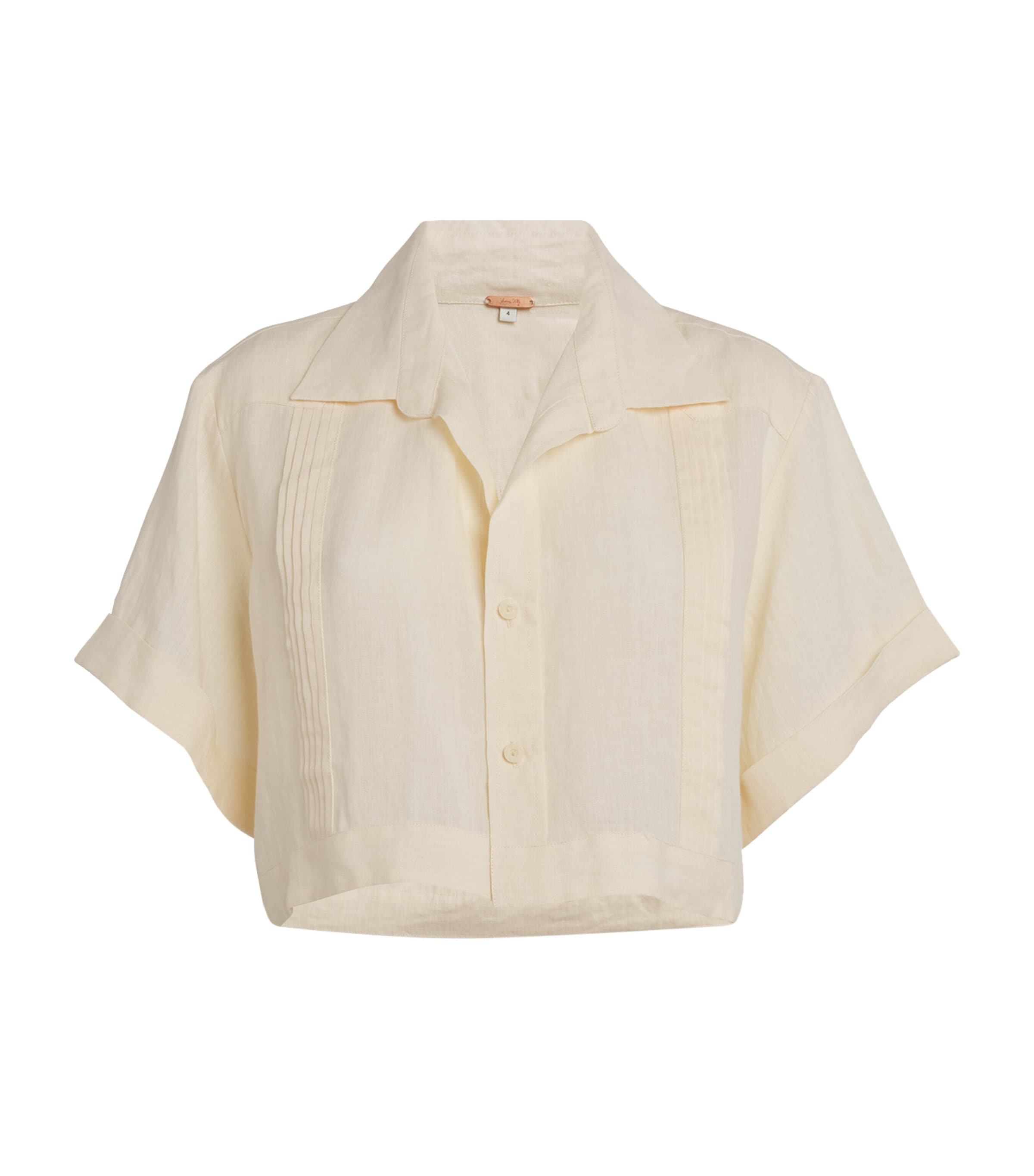 Johanna Ortiz + Net Sustain Manyatta Cropped Pleated Organic Linen Shirt In White