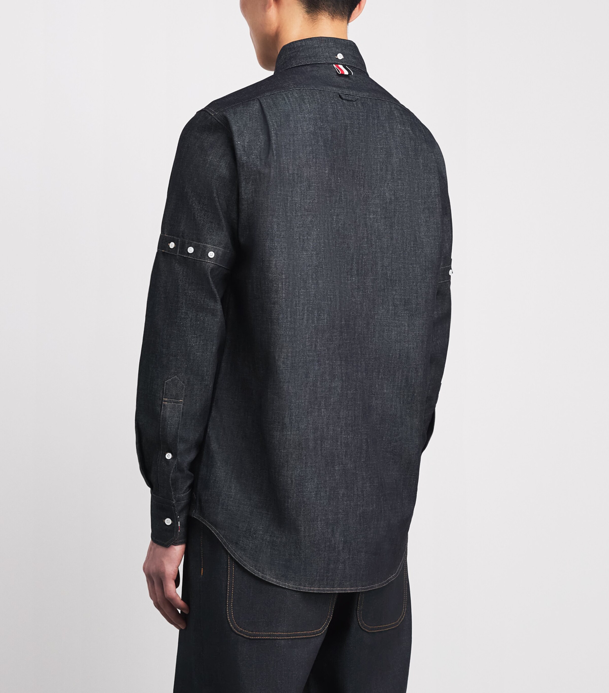 Thom Browne Mens Denim Armband Shirt Navy Image 5