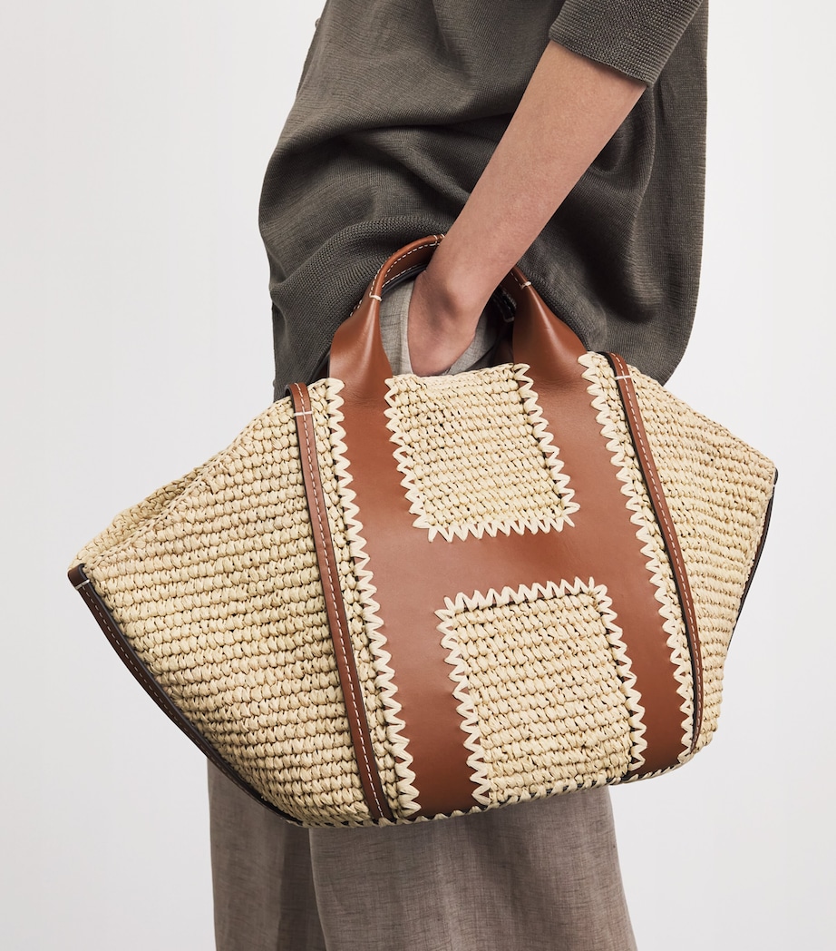 Harrods Large Raffia Tote Bag Neutral Image 2
