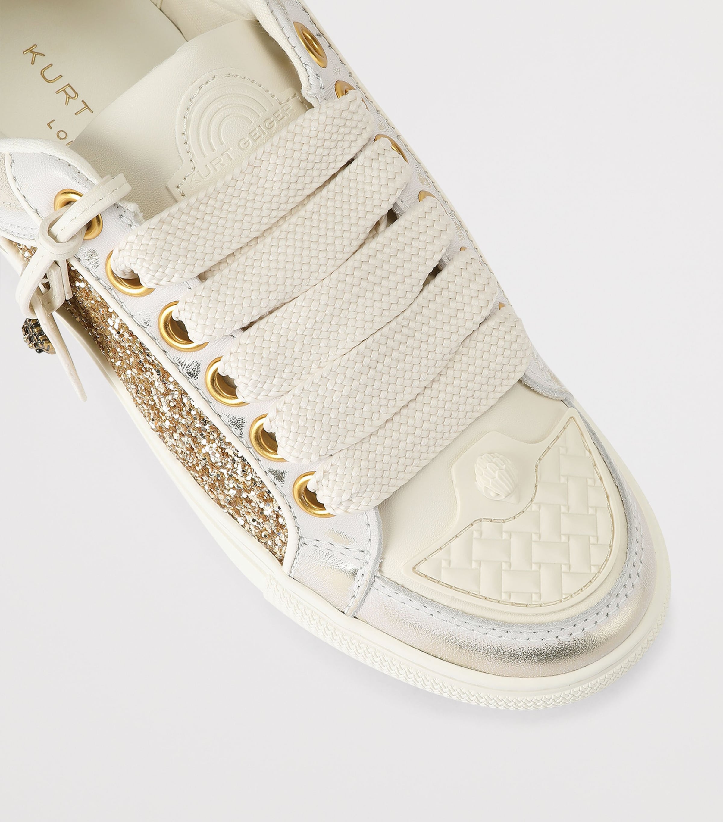 Kurt Geiger London Glitter Southbank Tag Sneakers Gold Comb Image 2