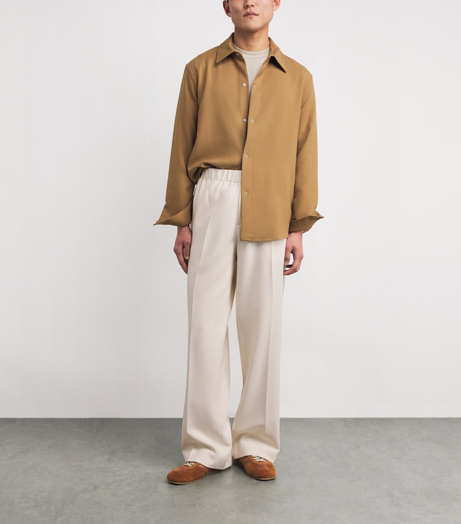 Cotton-Blend Straight-Fit Trousers ECRU Image 2