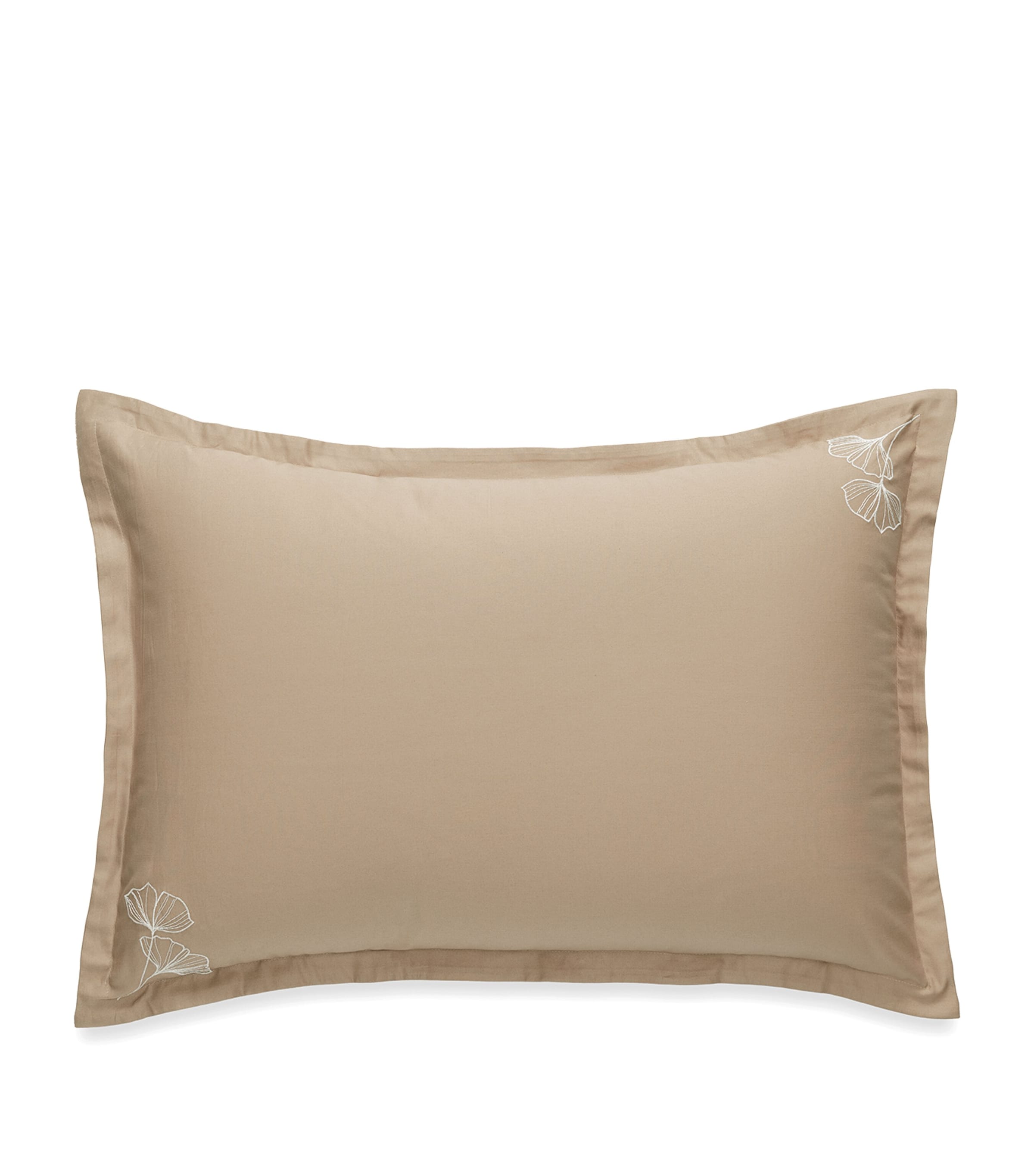 Hamam Organic Cotton Core Blossom Oxford Pillowcase (50cm x 70cm) Flax Image 1