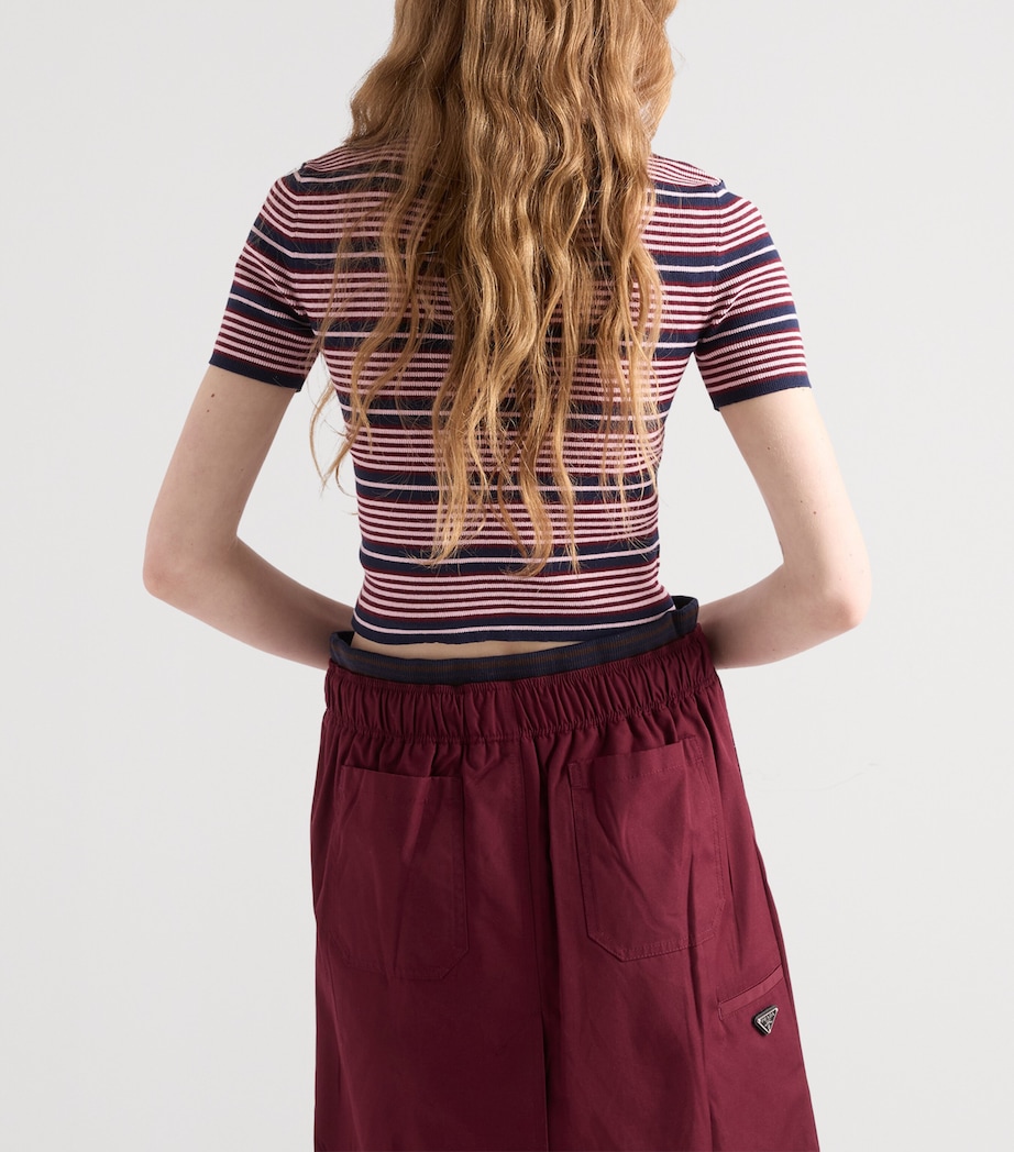 Prada Womens Stretch-Cotton Stripe T-Shirt Image 4