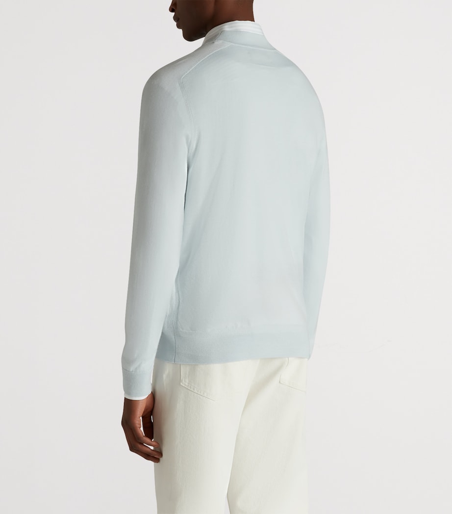 Superfine Cashmere Cardigan 476AQUA Image 4