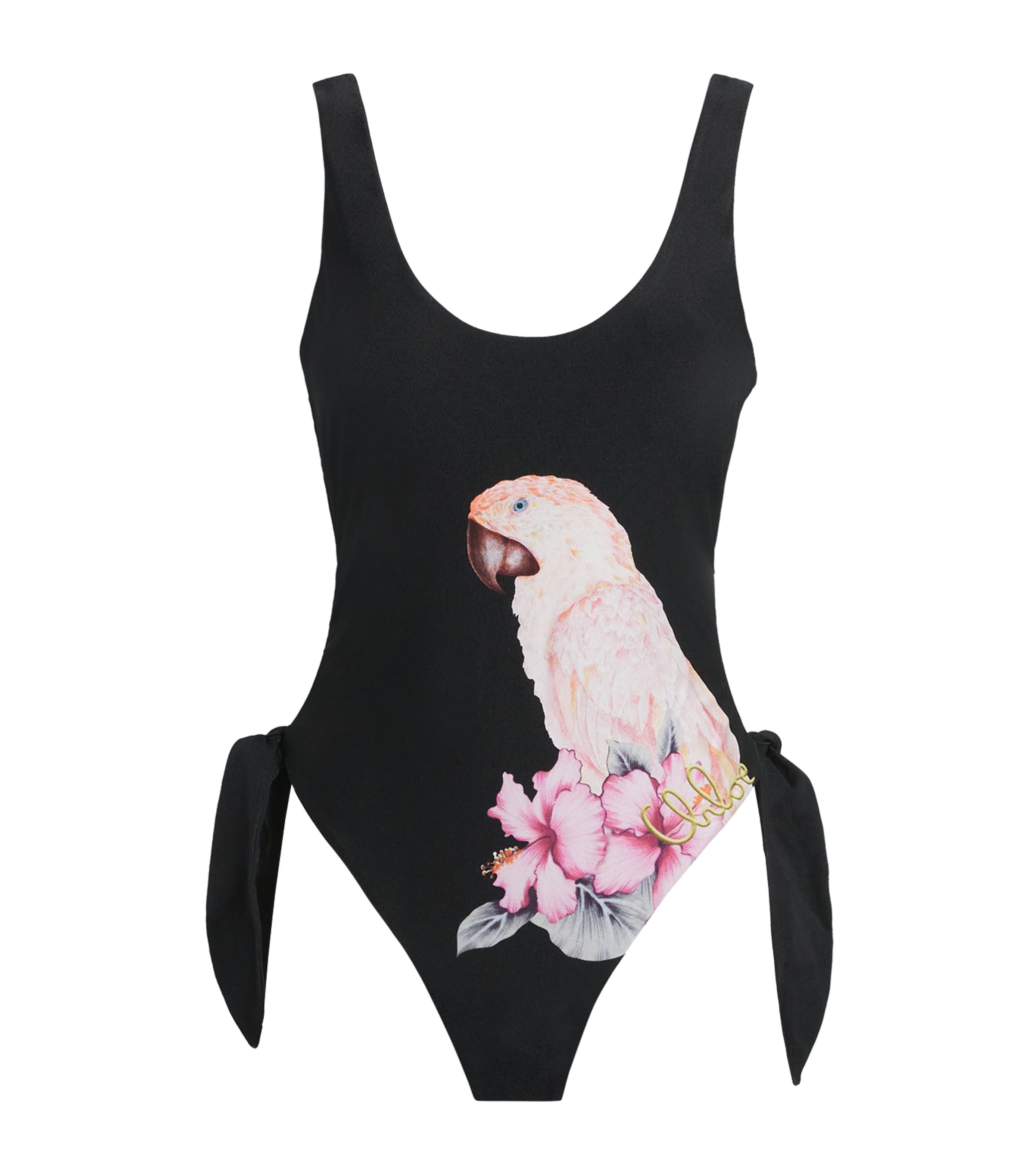 Chloé Womens Parrot Cut-Out Swimsuit Black Image 1