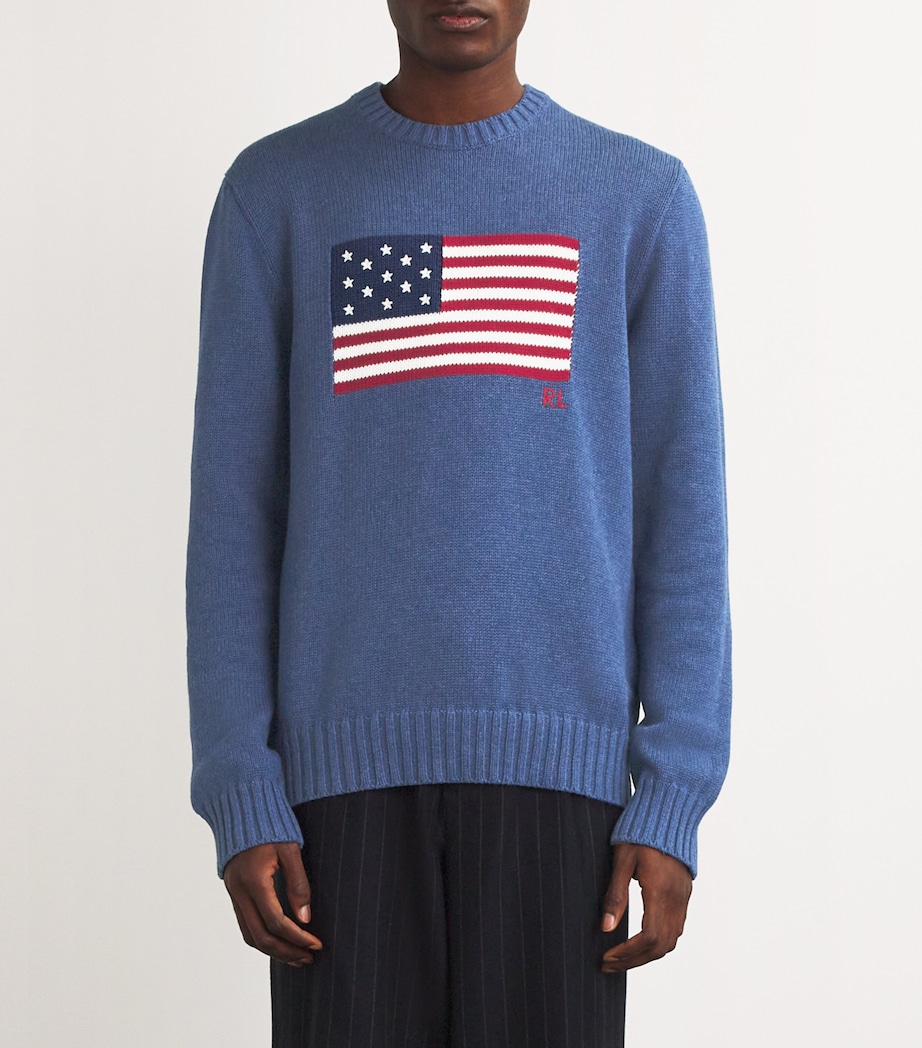 Polo Ralph Lauren Mens American Flag Sweater Blue Image 3