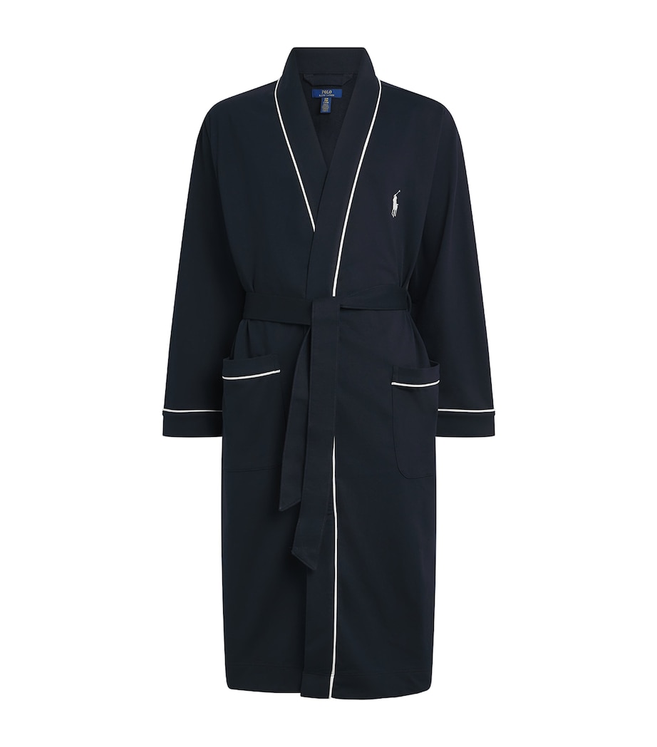 Polo Ralph Lauren Mens Cotton-Blend Jersey Bath Robe Collection Navy Image 1