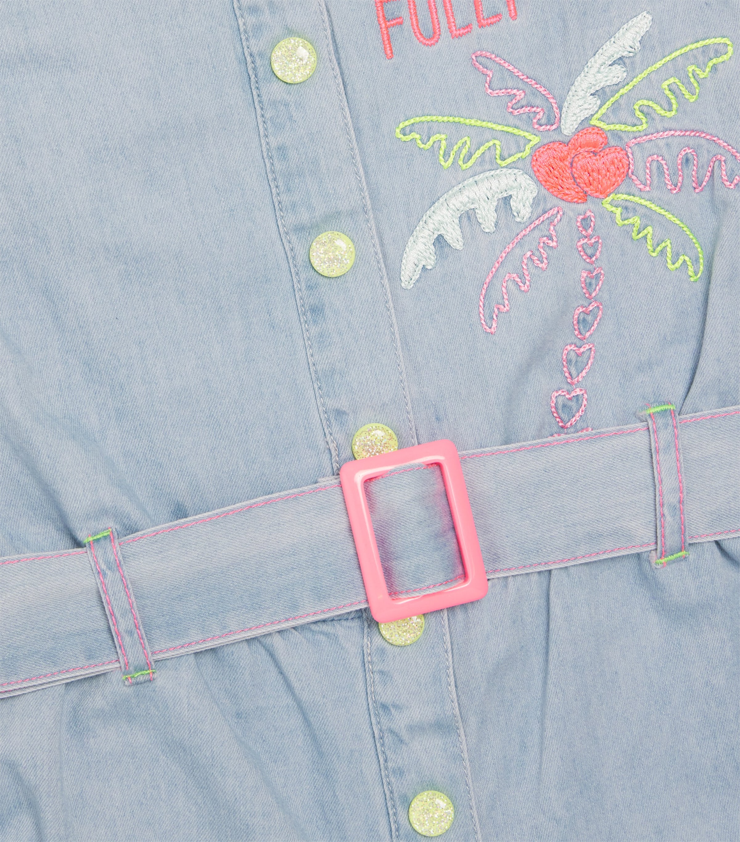 Denim Embroidered Playsuit (2-12 Years) Z04 BLEACH Image 3